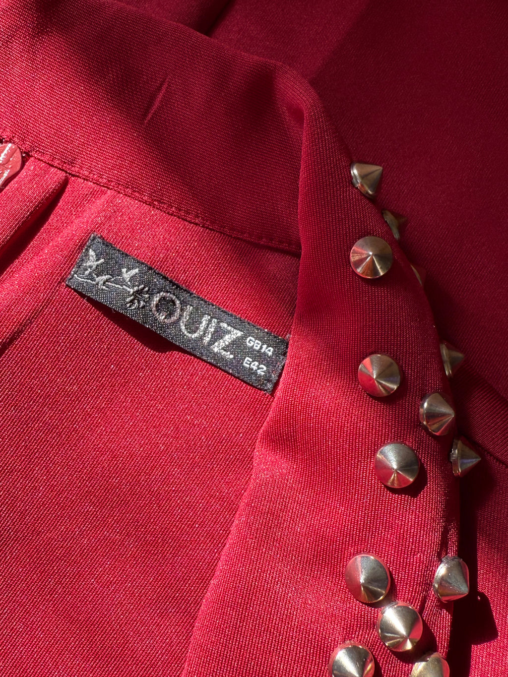 Glam Preloved QUIZ Wine Red Studded Peplum Occasion Dress - EU 42 | Dubai Party Wear