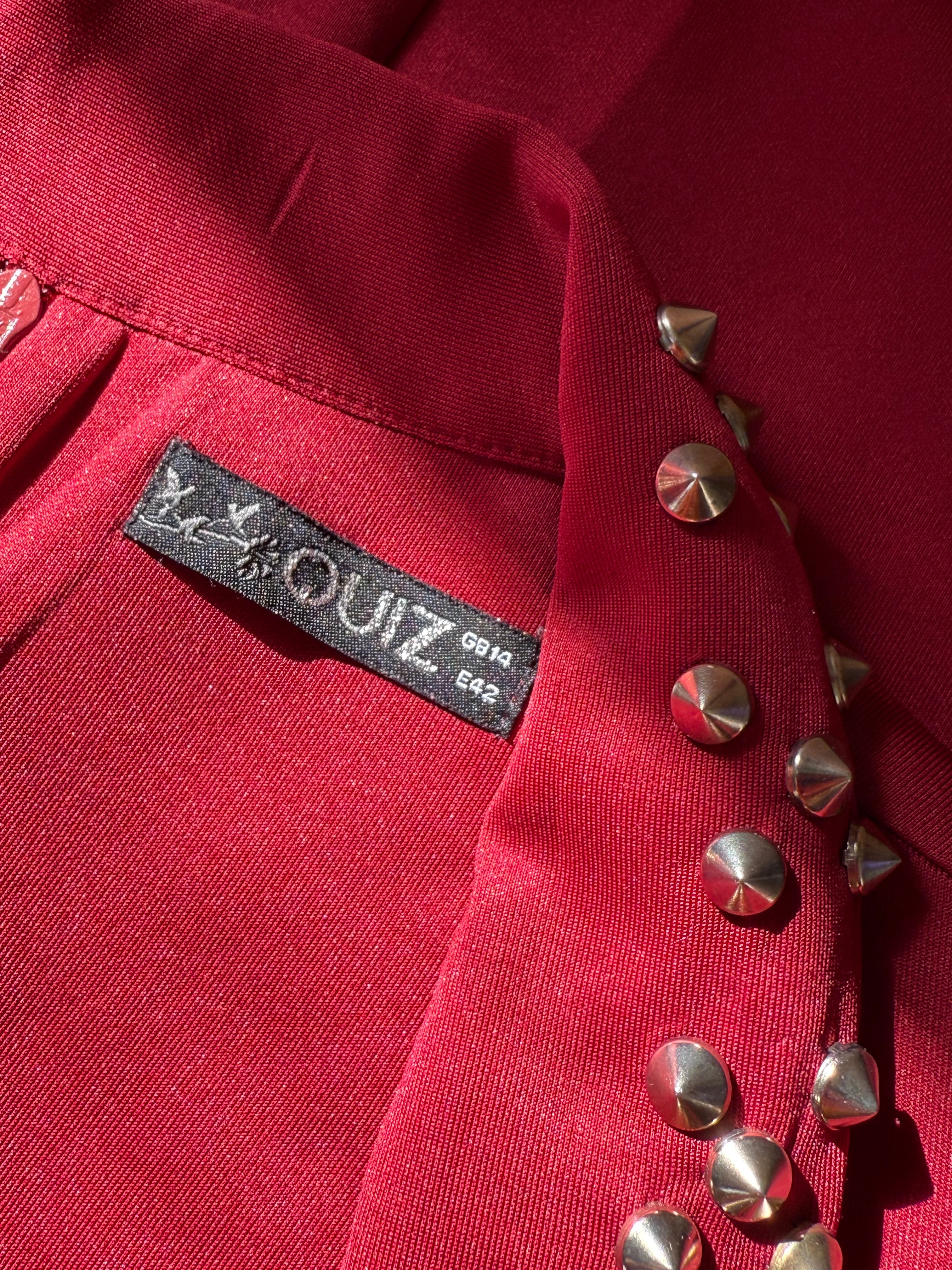 Glam Preloved QUIZ Wine Red Studded Peplum Occasion Dress - EU 42 | Dubai Party Wear