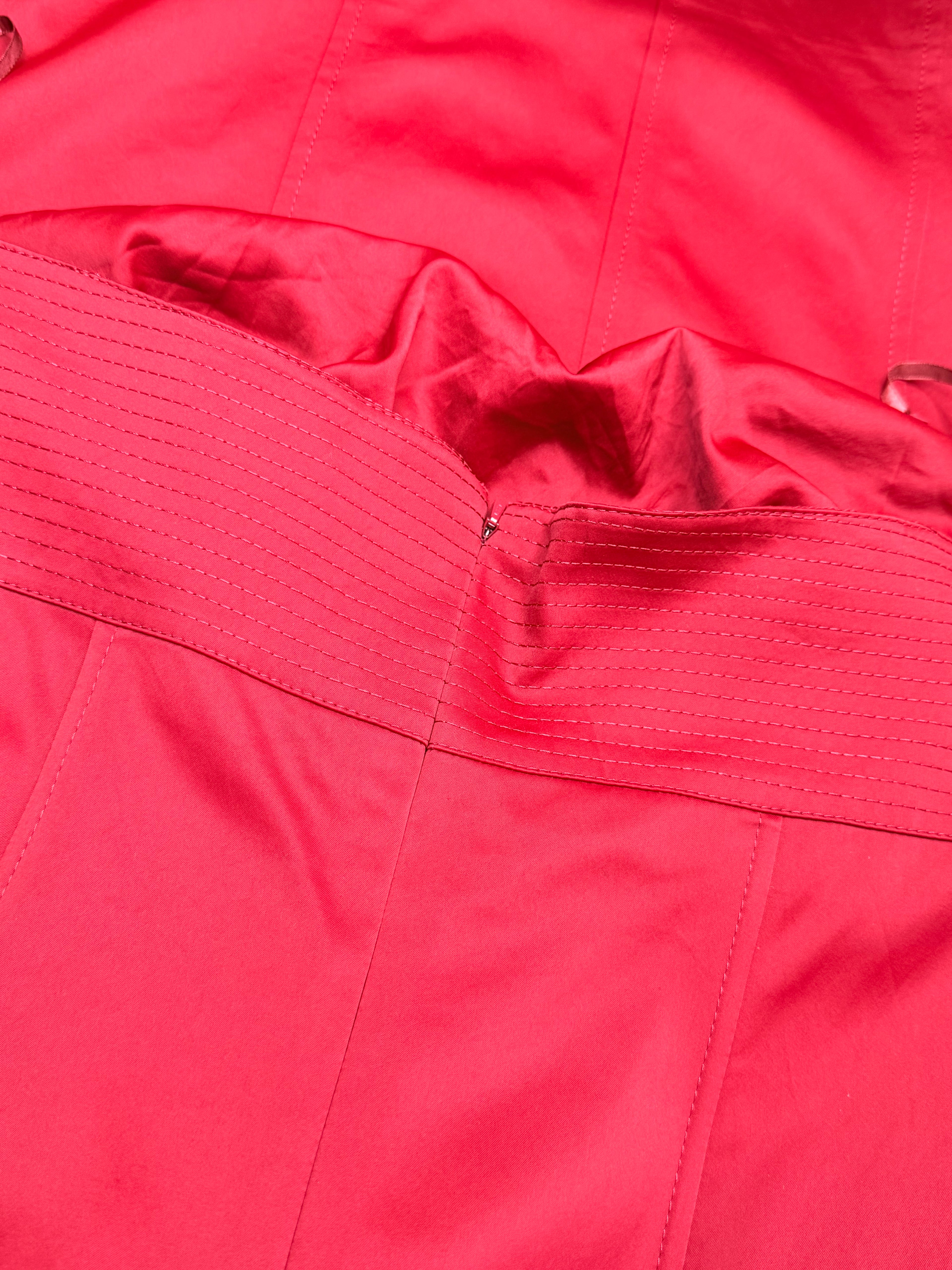 Next Strapless Panel-Stitched Red Midi Sheath Dress (Size UK 14 / EUR 42)