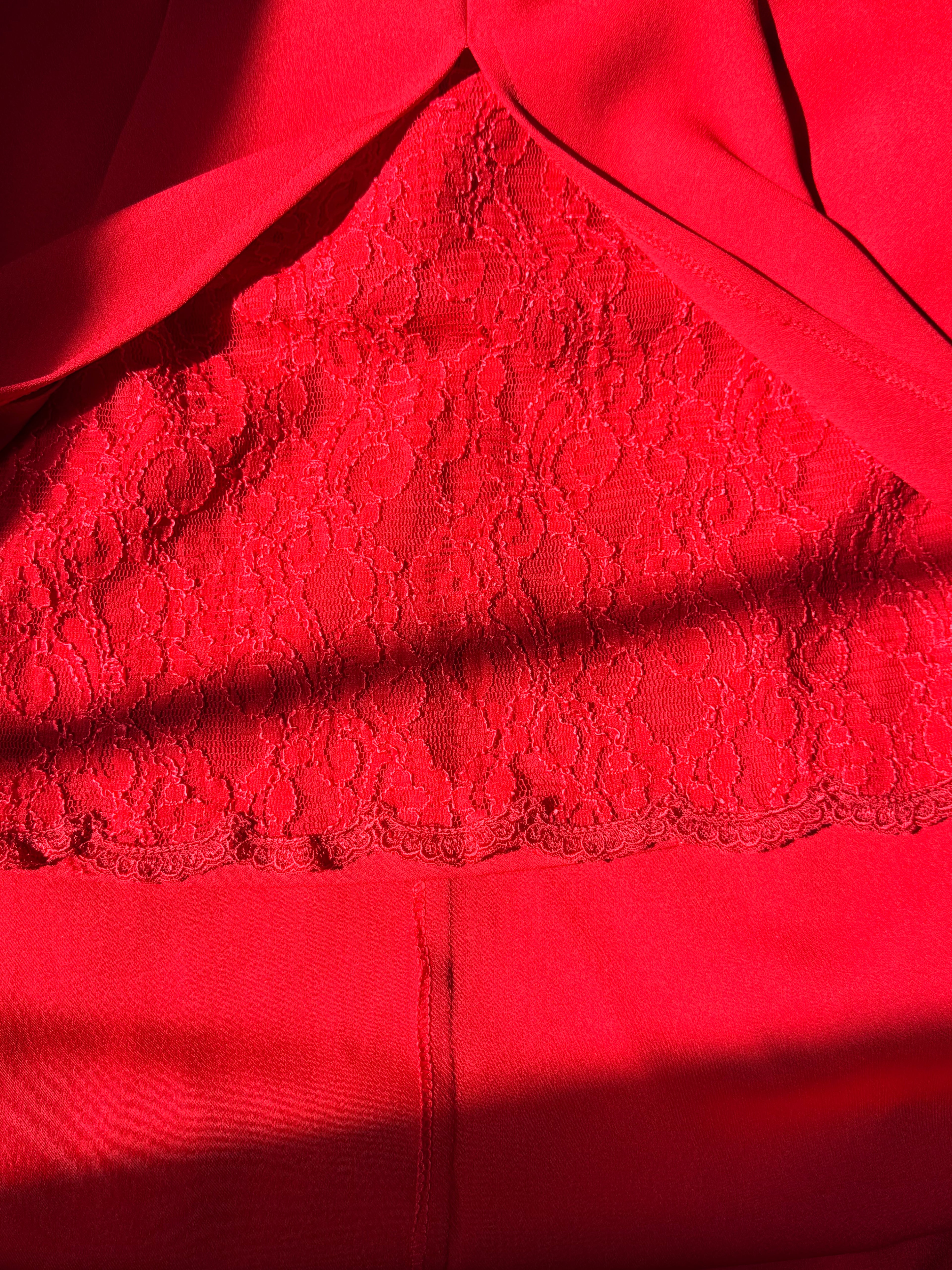 Vintage Lover’s Australia Red Maxi Dress with Lace Underlay - Size M - 90s Formal