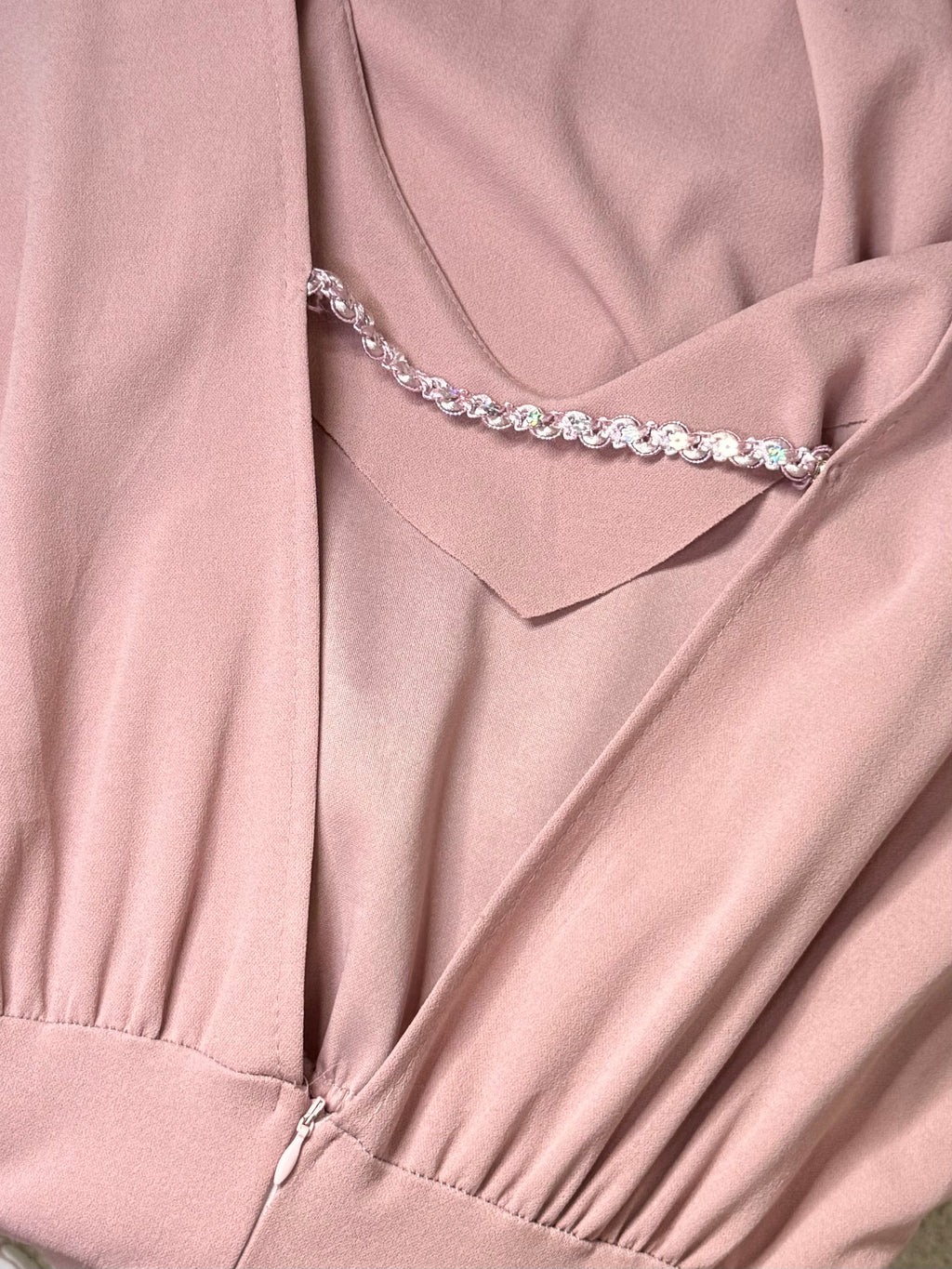 Cherry Moda Blush Pink Peplum V-Neck Midi Dress – Size XS / UK 6
