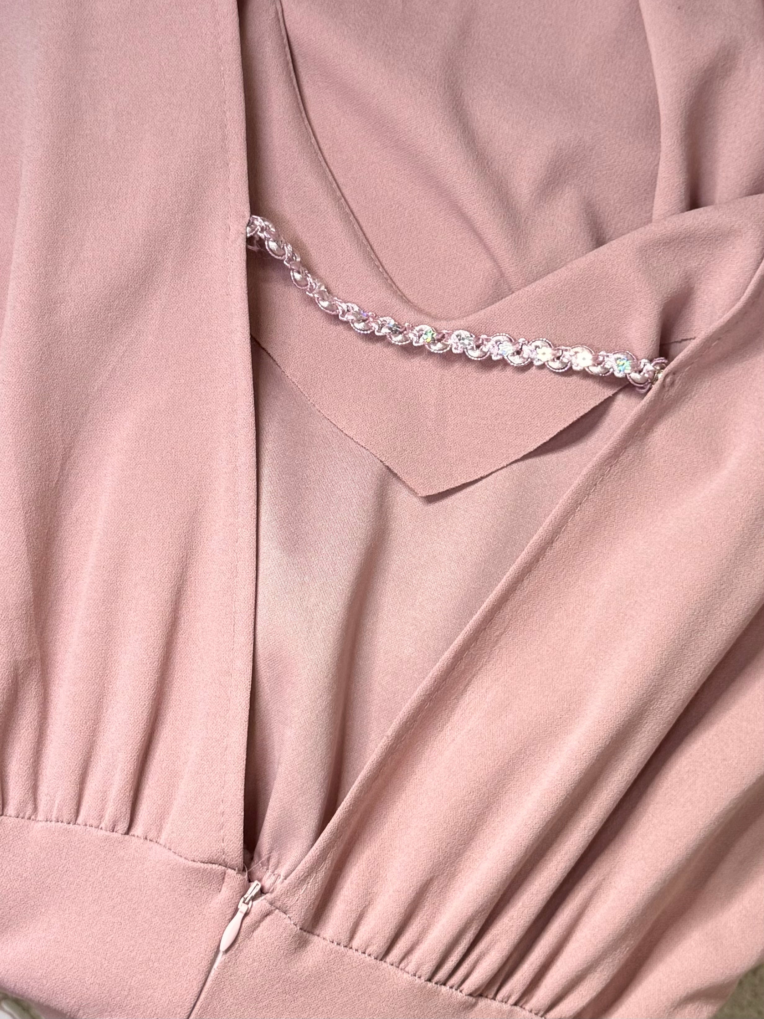 Cherry Moda Blush Pink Peplum V-Neck Midi Dress – Size XS / UK 6