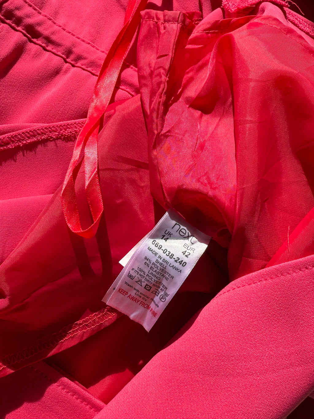 NEXT Fuchsia Drawstring Tunic Dress - Preloved UK 14