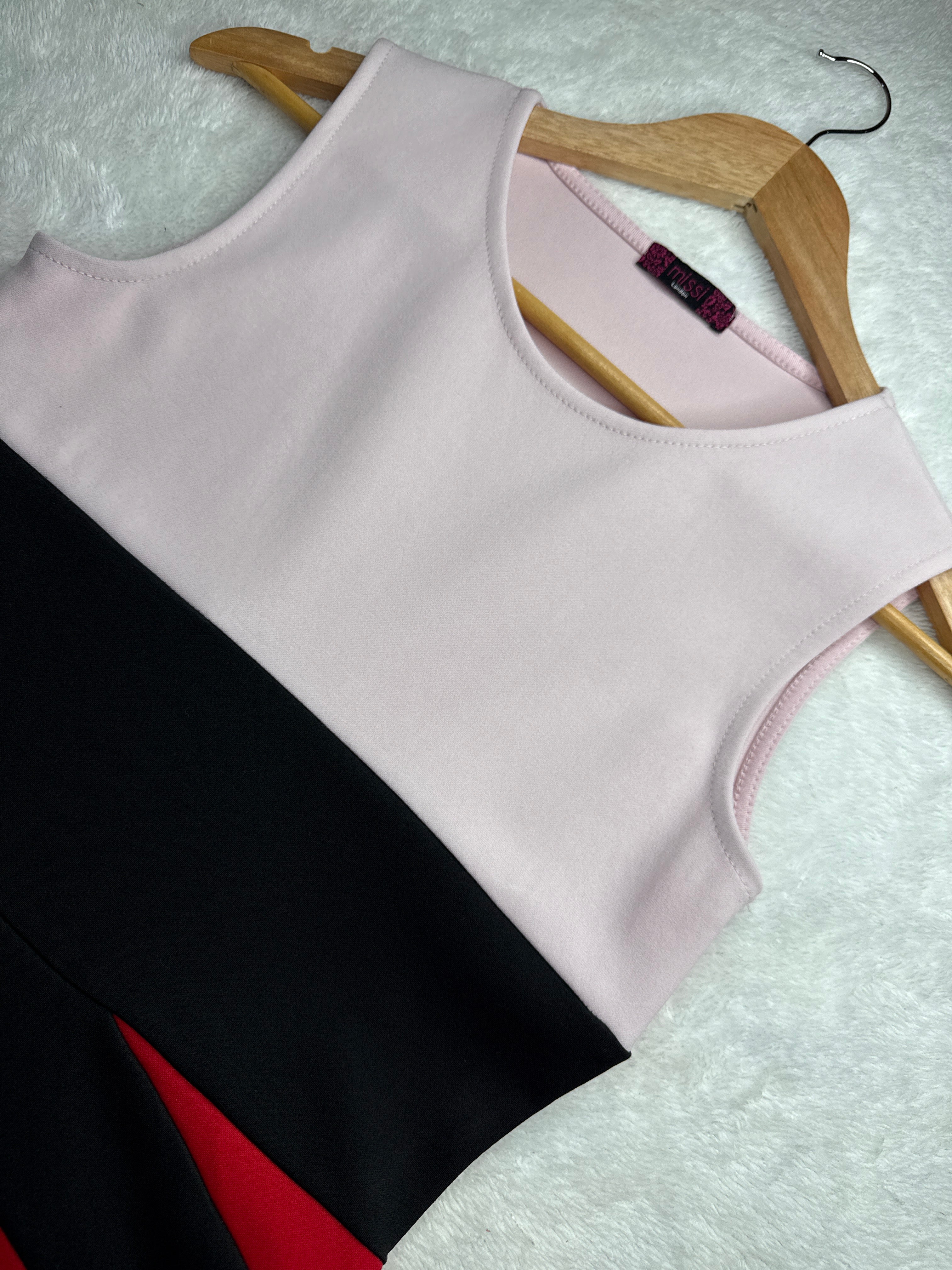 Missi London Tri-Color Bodycon Dress (UK 10 / Medium)