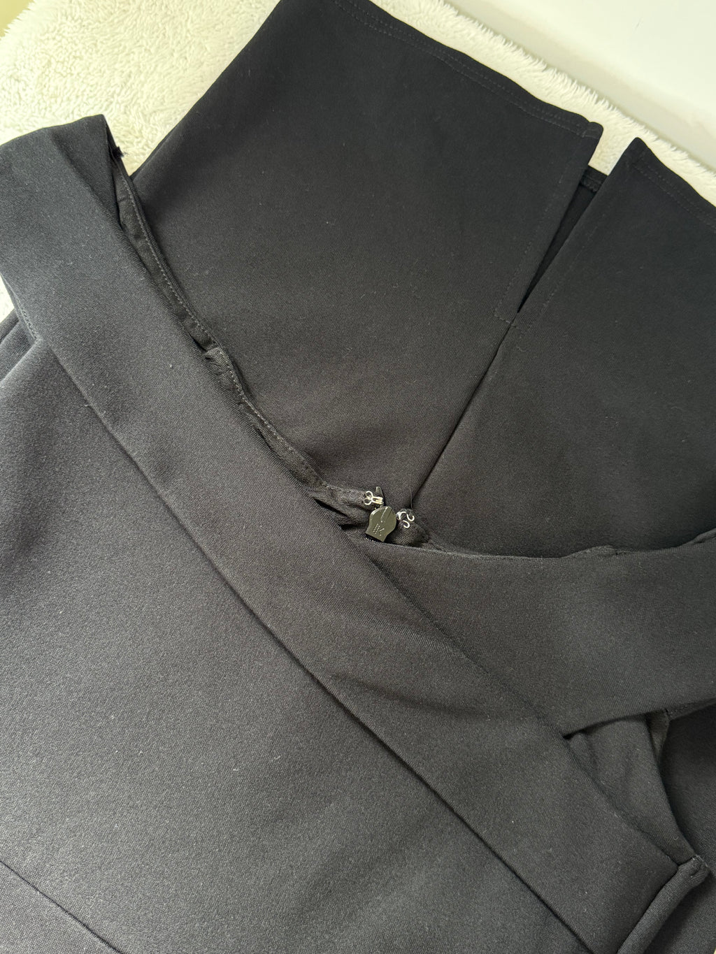 Lipsy London Black Off-Shoulder Dress with Faux Leather Detail | UK 10 (Preloved)