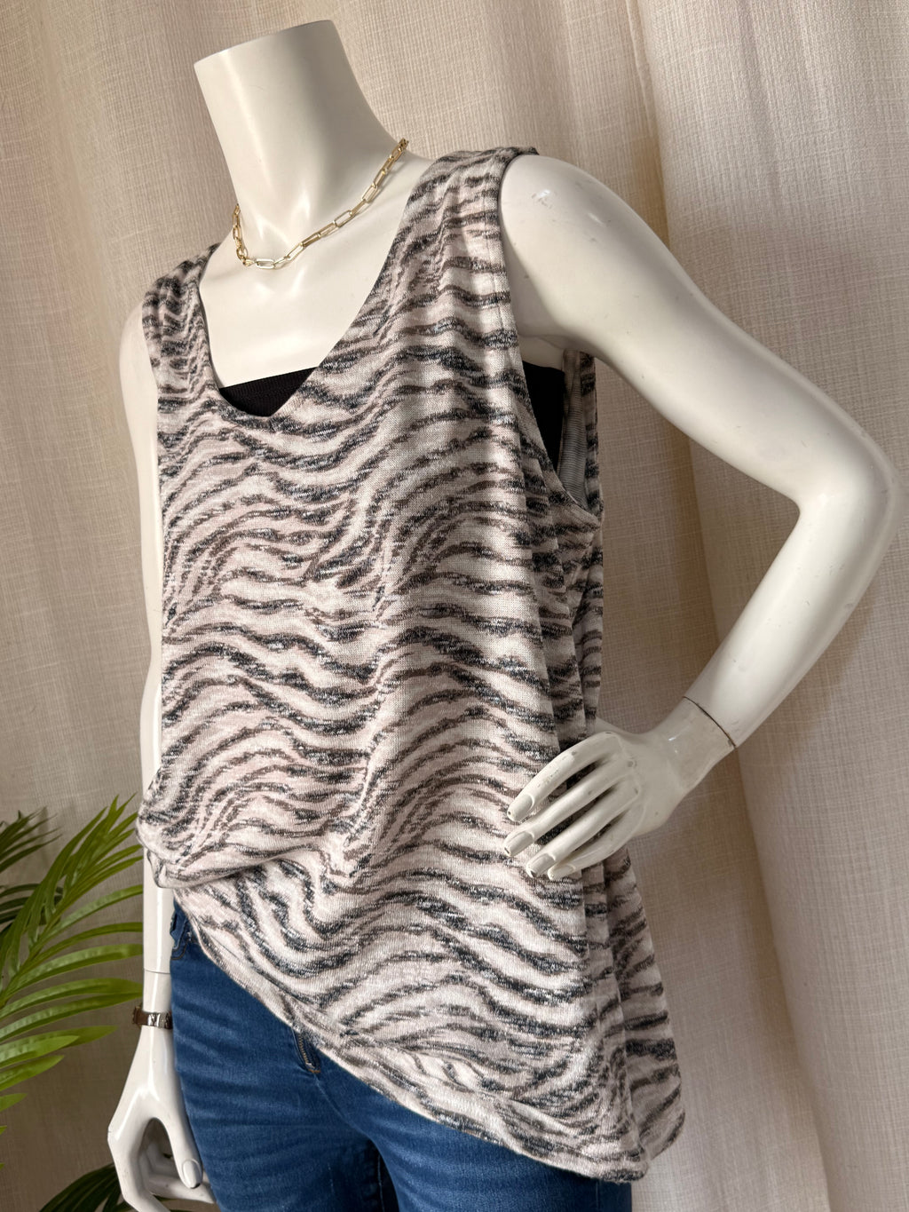 Tu Zebra Print V-Neck Vest | UK 18