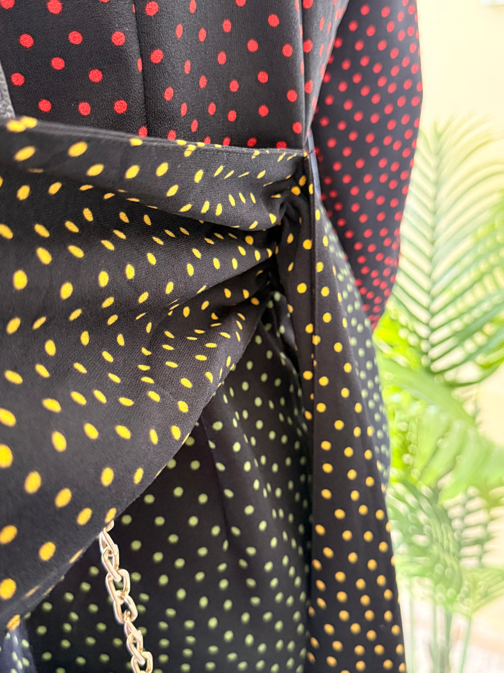 Zara Woman Polka Dot Faux Wrap Midi Dress with Waist Tie (Size S)