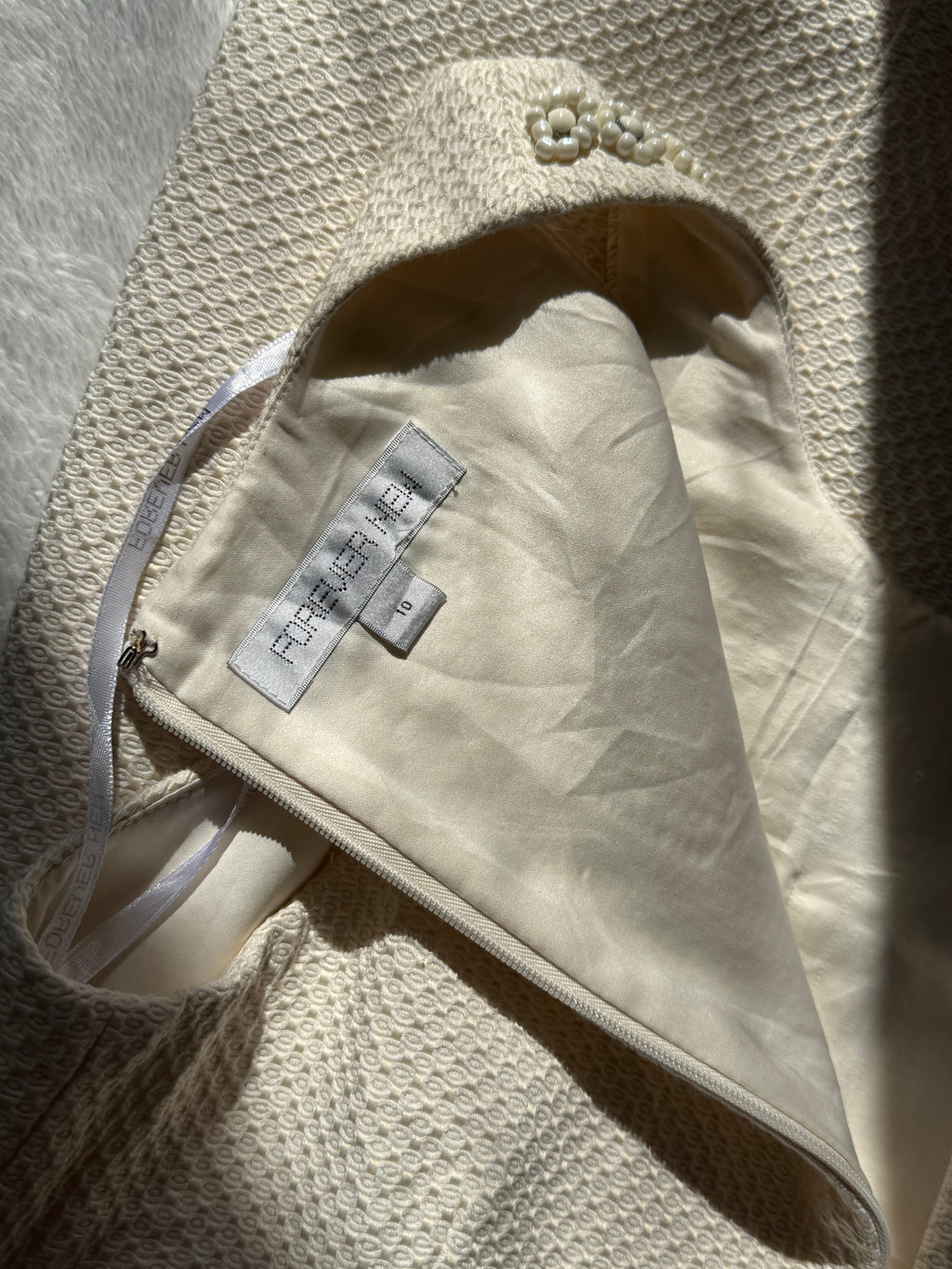 Forever New Embellished White Mini Dress - UK 10