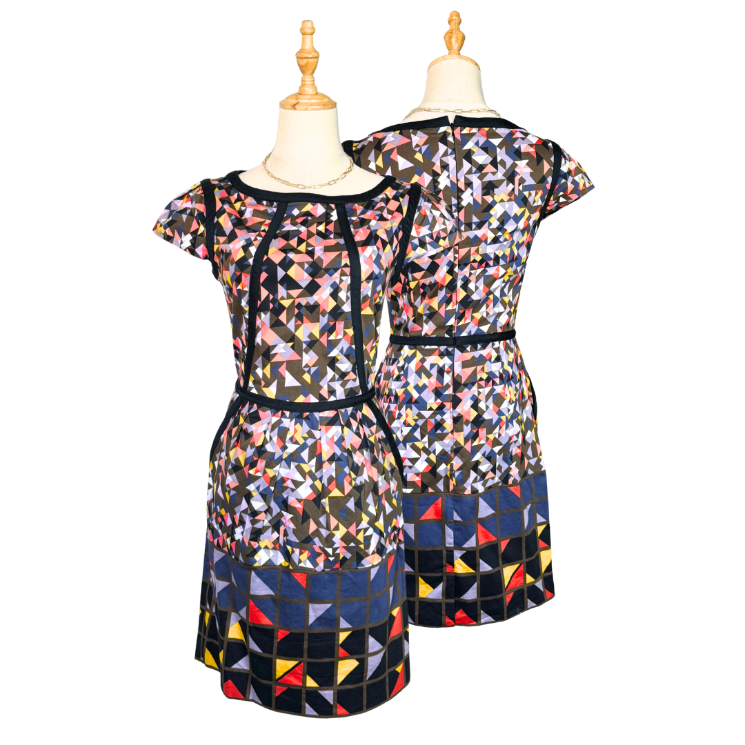 Marks & Spencer Geometric Print Mini Dress - Multi-Color, UK 8 - Preloved