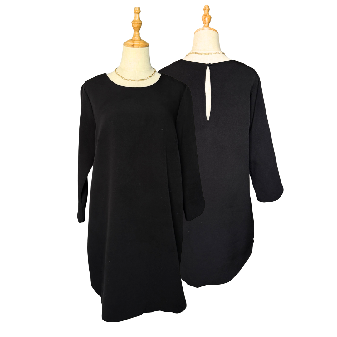 H&M Black Three-Quarter Sleeve Tunic Dress | US 12