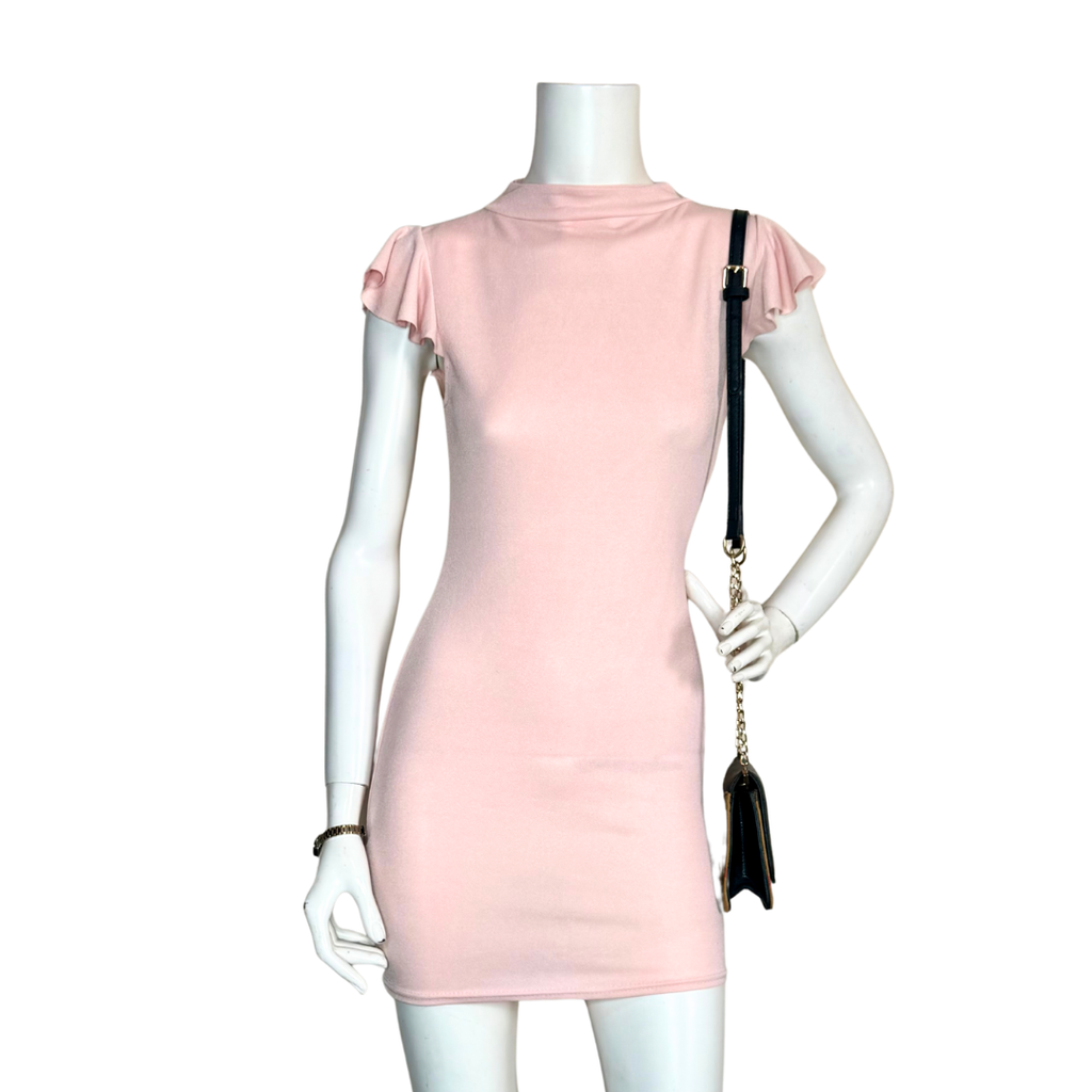 Pretty Little Things Pink Ruffle Sleeve Dress (UK 12 / Medium)