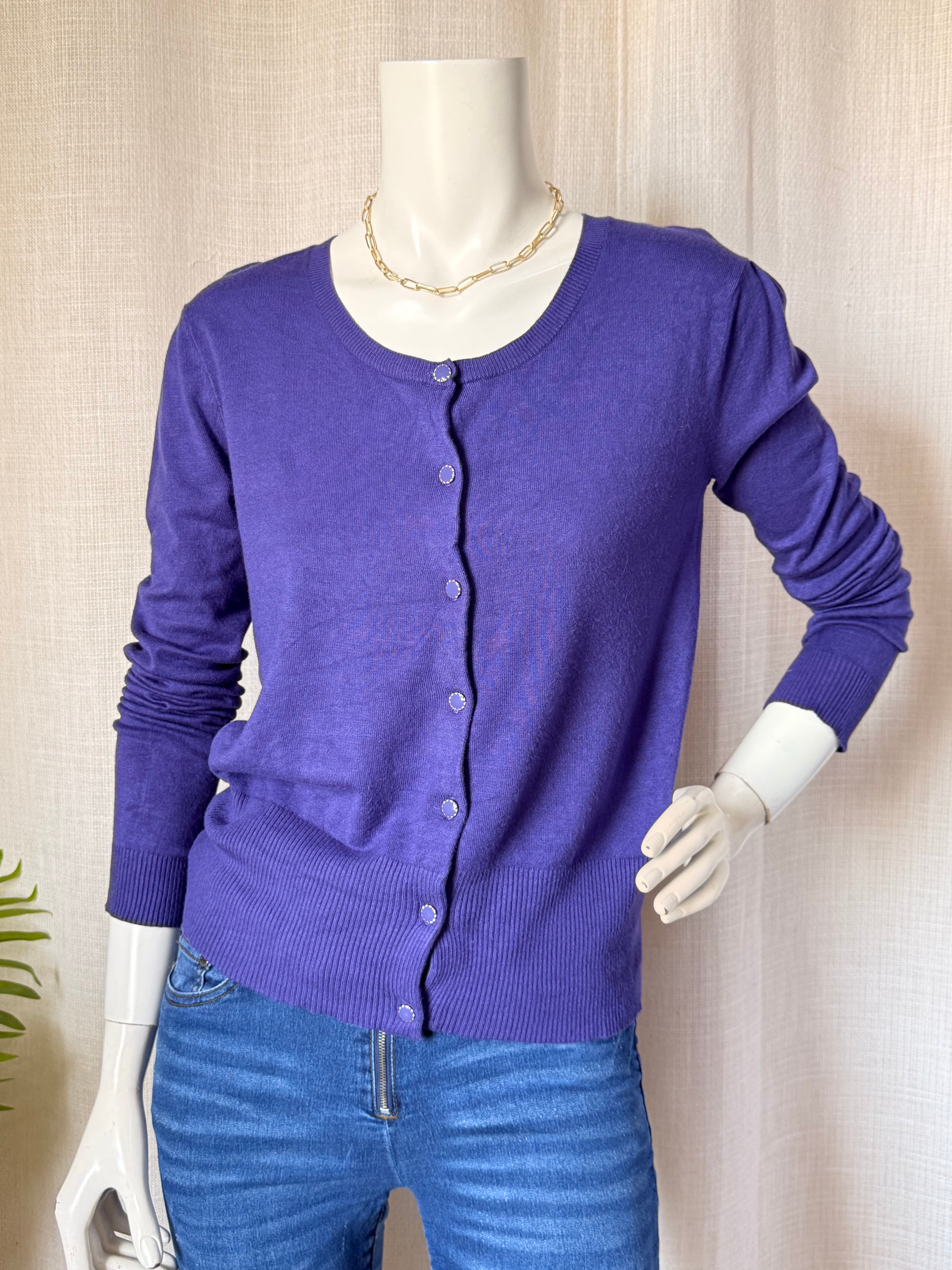 SAVIDA Purple Button-Down Cardigan | Small