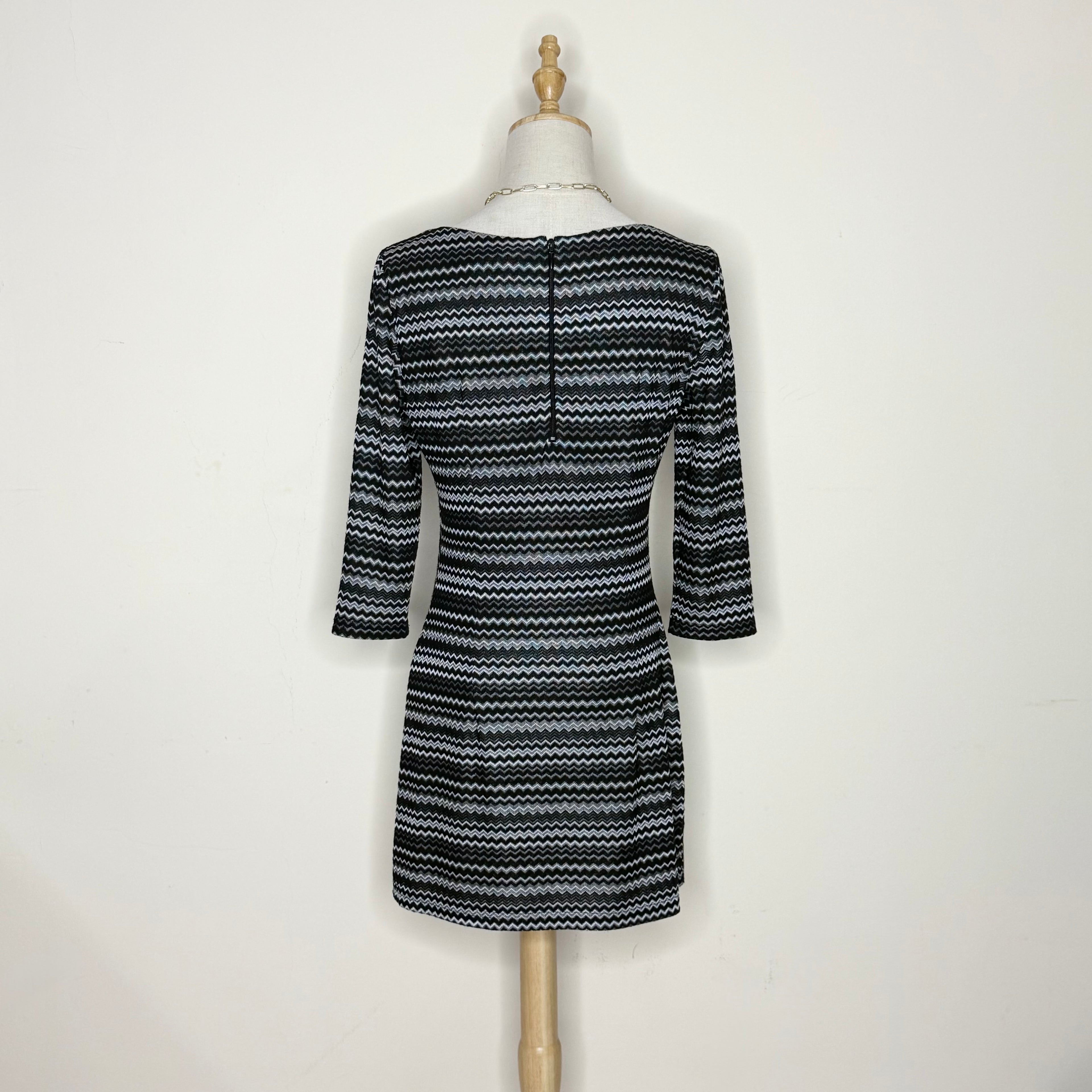Joseph Ribkoff Black & White Zigzag Print Dress