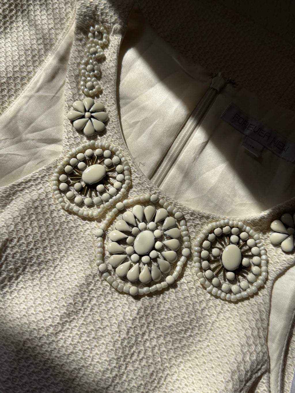 Forever New Embellished White Mini Dress - UK 10