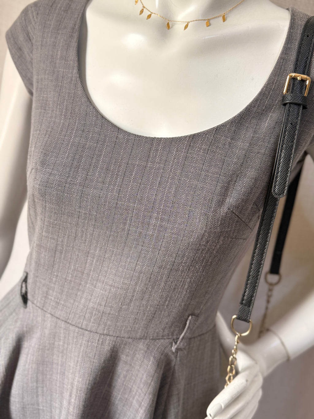 Next Grey Fit & Flare Midi Dress – UK 6 | Petite | Elegant Office & Occasion Wear