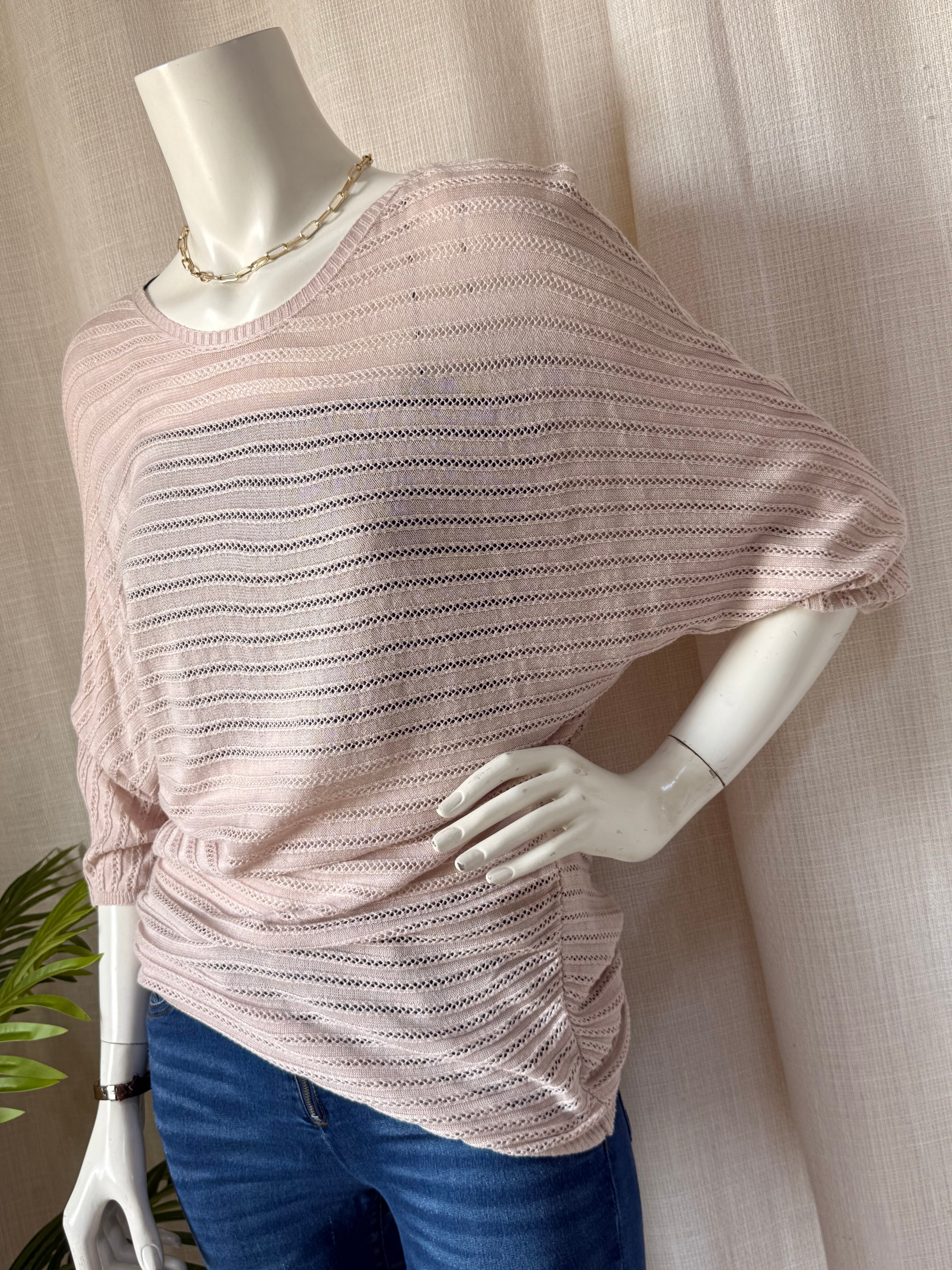 Stradivarius Blush Pointelle Batwing Knit | EUR S