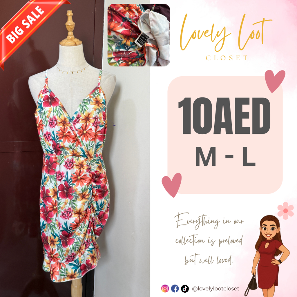 Floral Ruched Mini Dress (M - L)