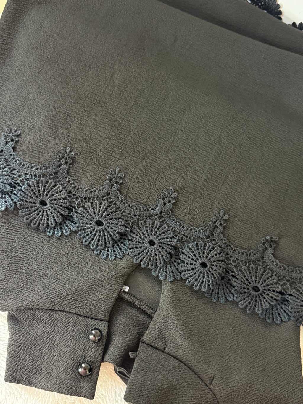 Black High-Neck Layered Lace-Trim Dress | UK 6 (Preloved)