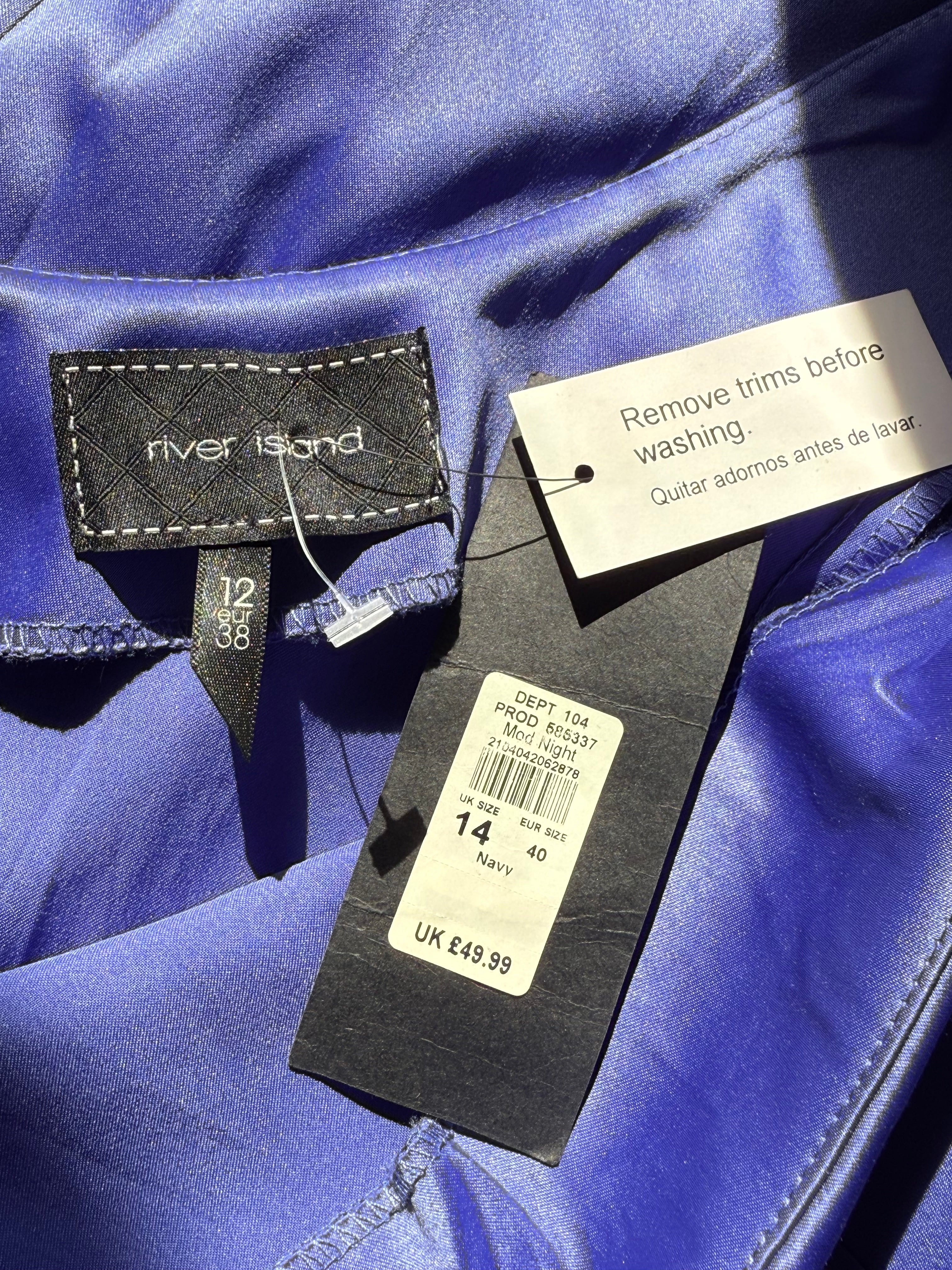 Stunning River Island One-Shoulder Royal Blue Mini Dress UK 14