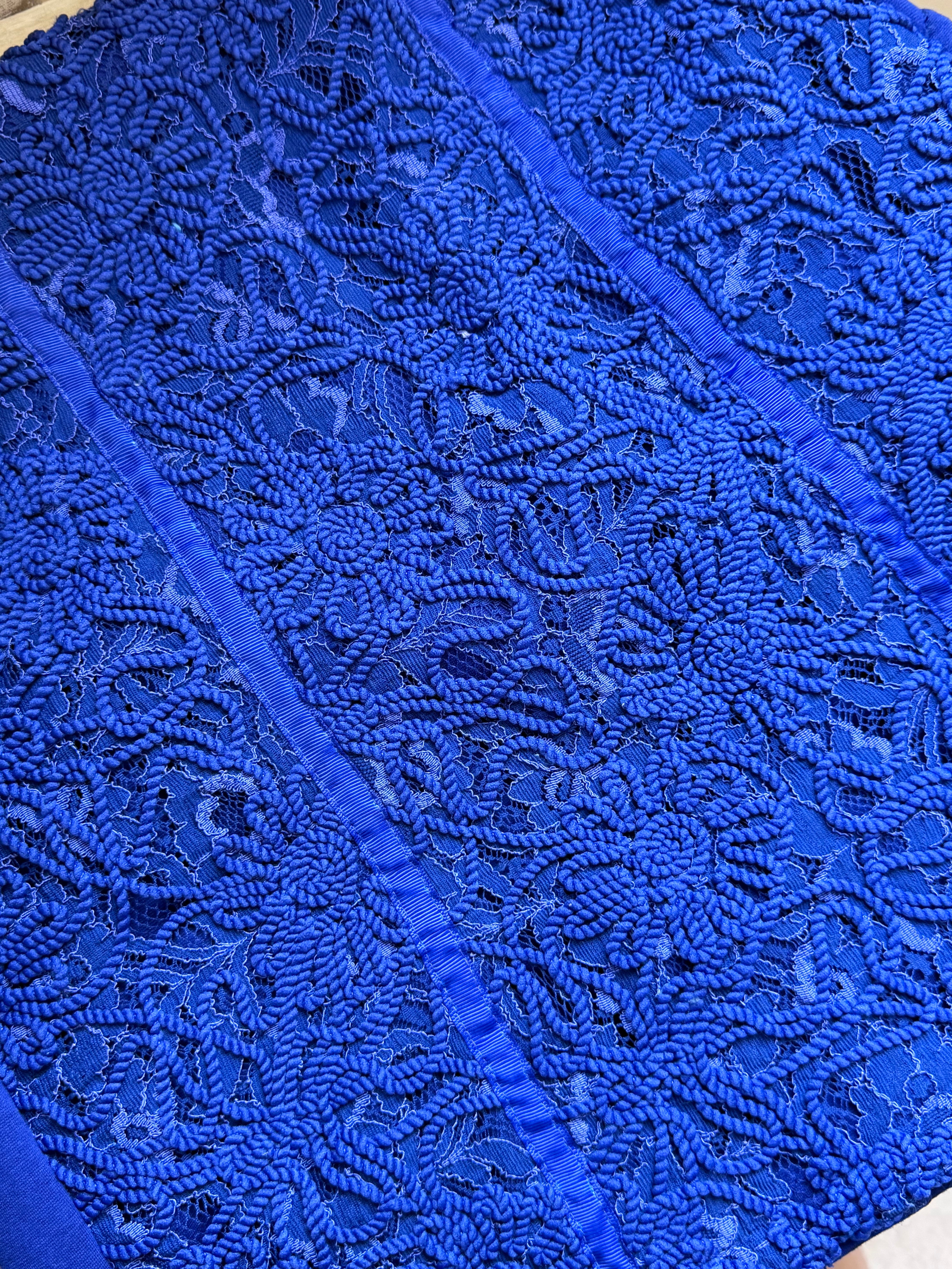 Forntree Spain Royal Blue Lace Overlay Mini Dress