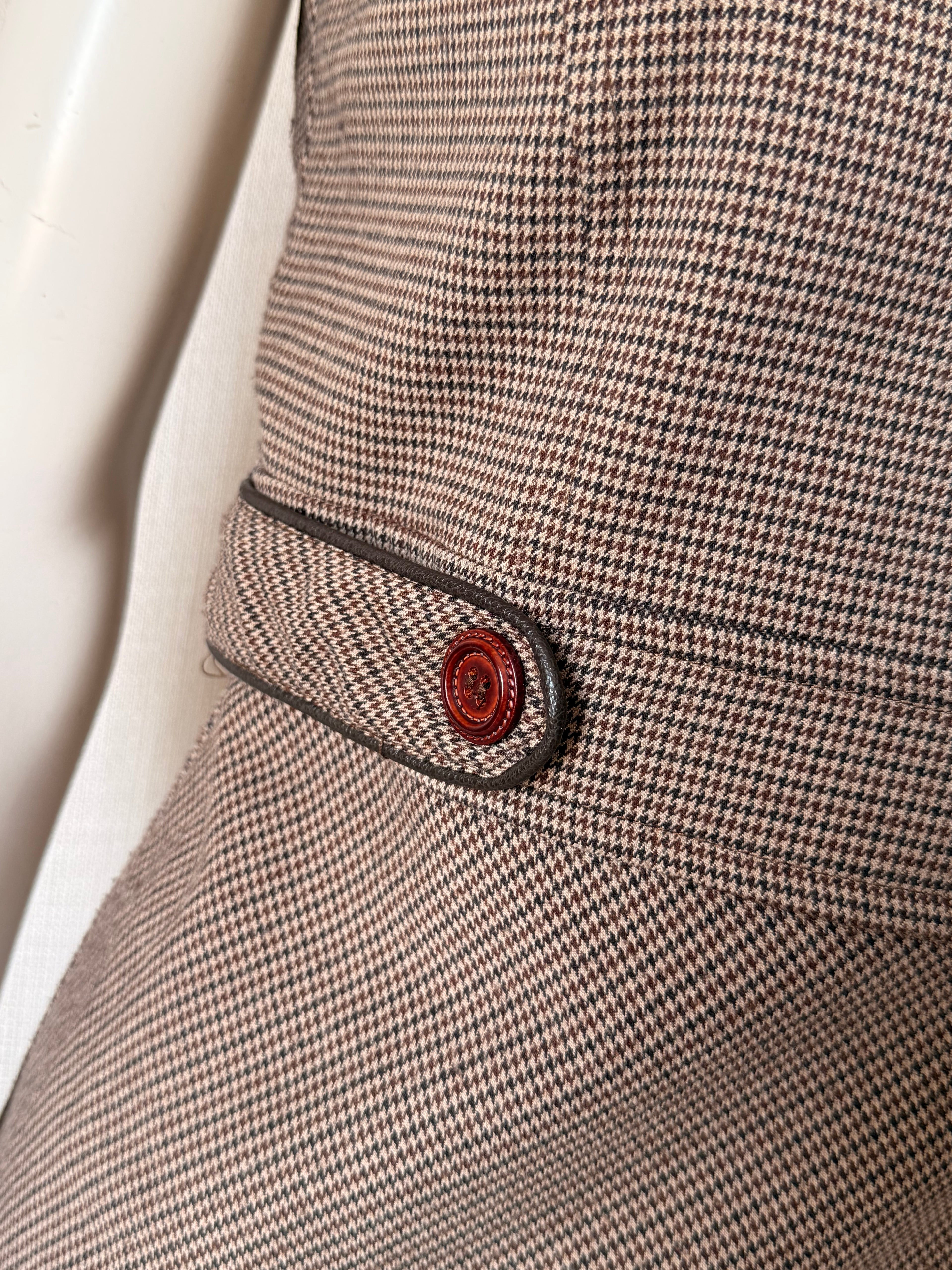 Fórmula Joven Brown Houndstooth Mini Dress | Tailored Shift | Size 42
