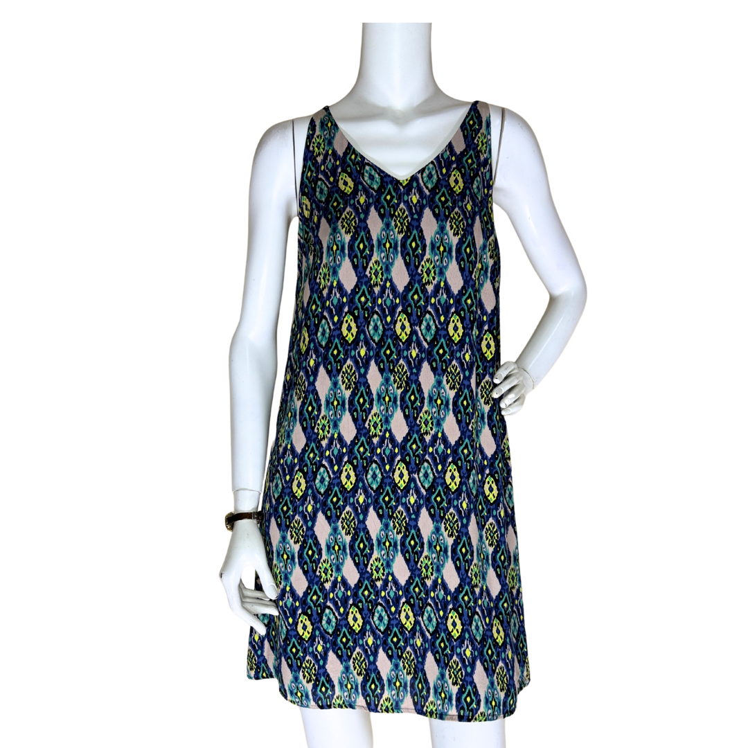 Geometric Print Sleeveless Mini Dress