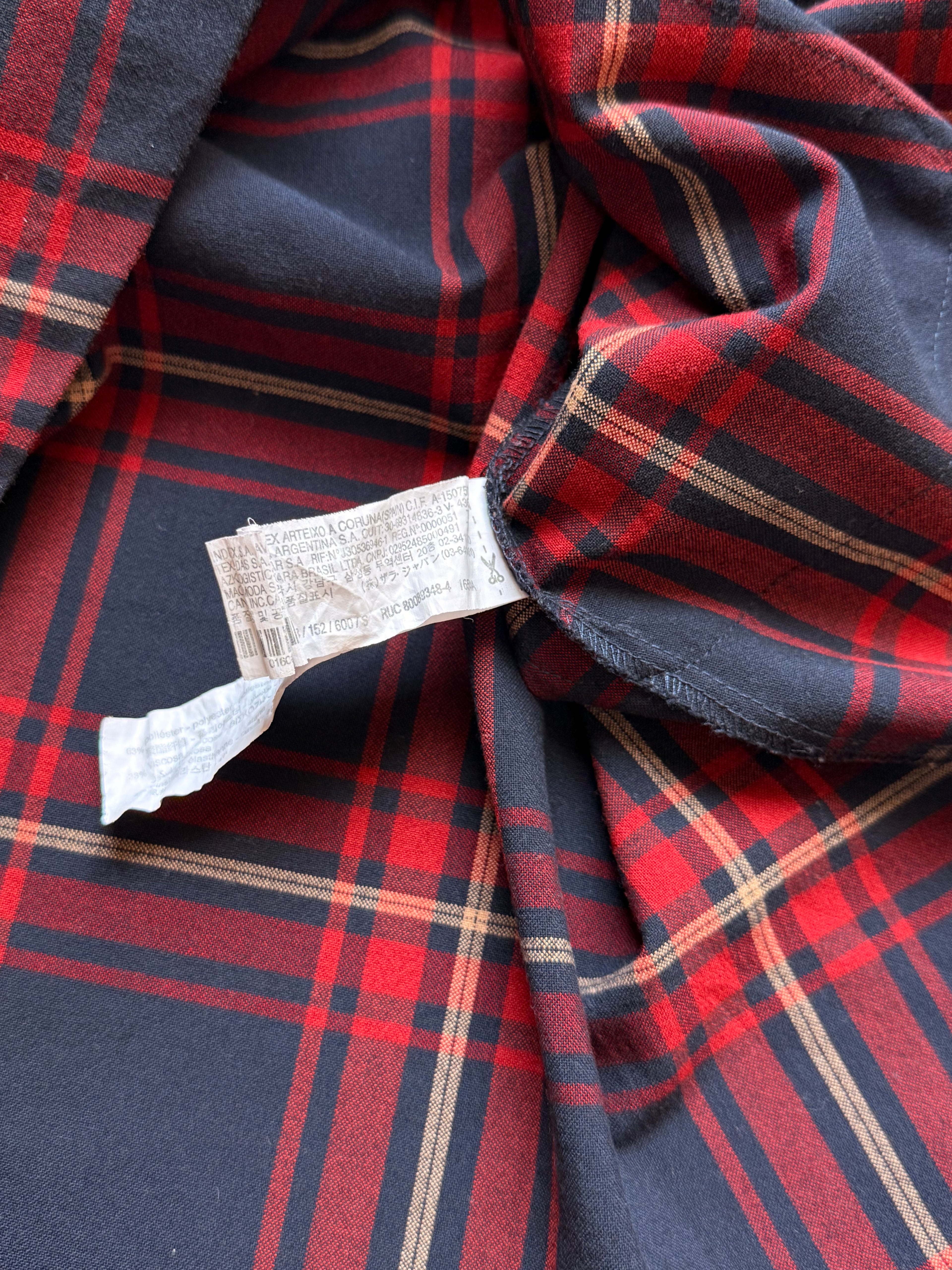 Authentic Zara Basic Navy & Red Plaid Zip Dress – Size S | Smart Casual Women’s Dress UAE