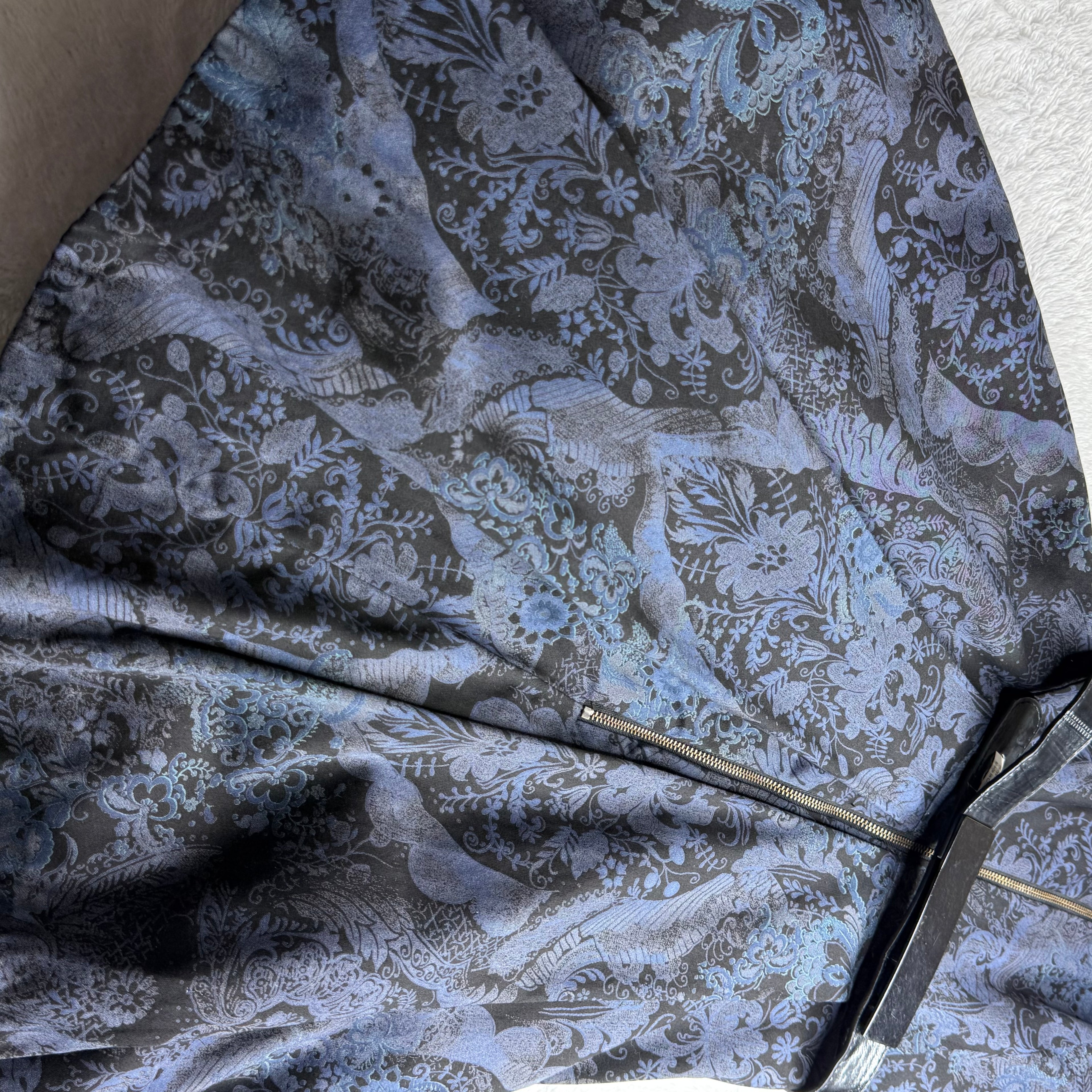 Cue Australia Navy & Black Brocade Dress with Belt