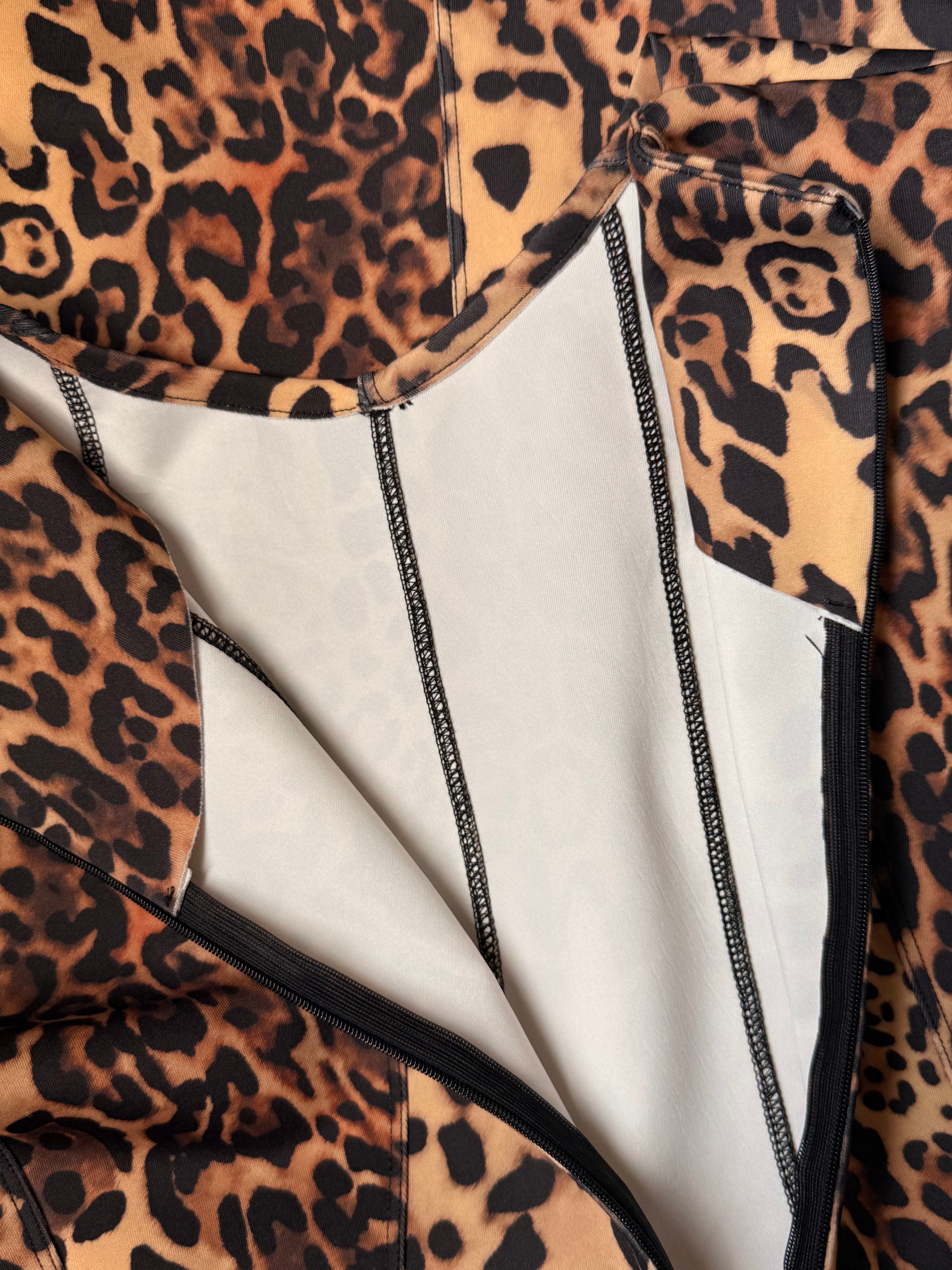 Leopard Print Cap Sleeve Shift Dress | Animal Print Scuba Mini Dress | Bust 38"