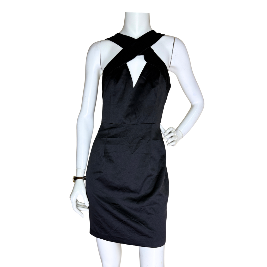 Black Mini Dress with Crisscross Detail (Small)