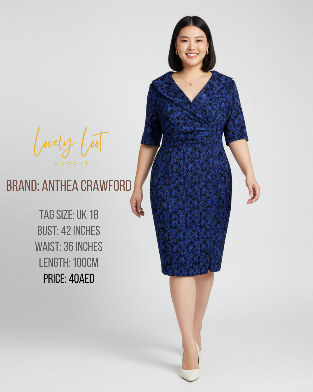 Anthea Crawford Plus Size Blue Wrap Dress (UK 18)