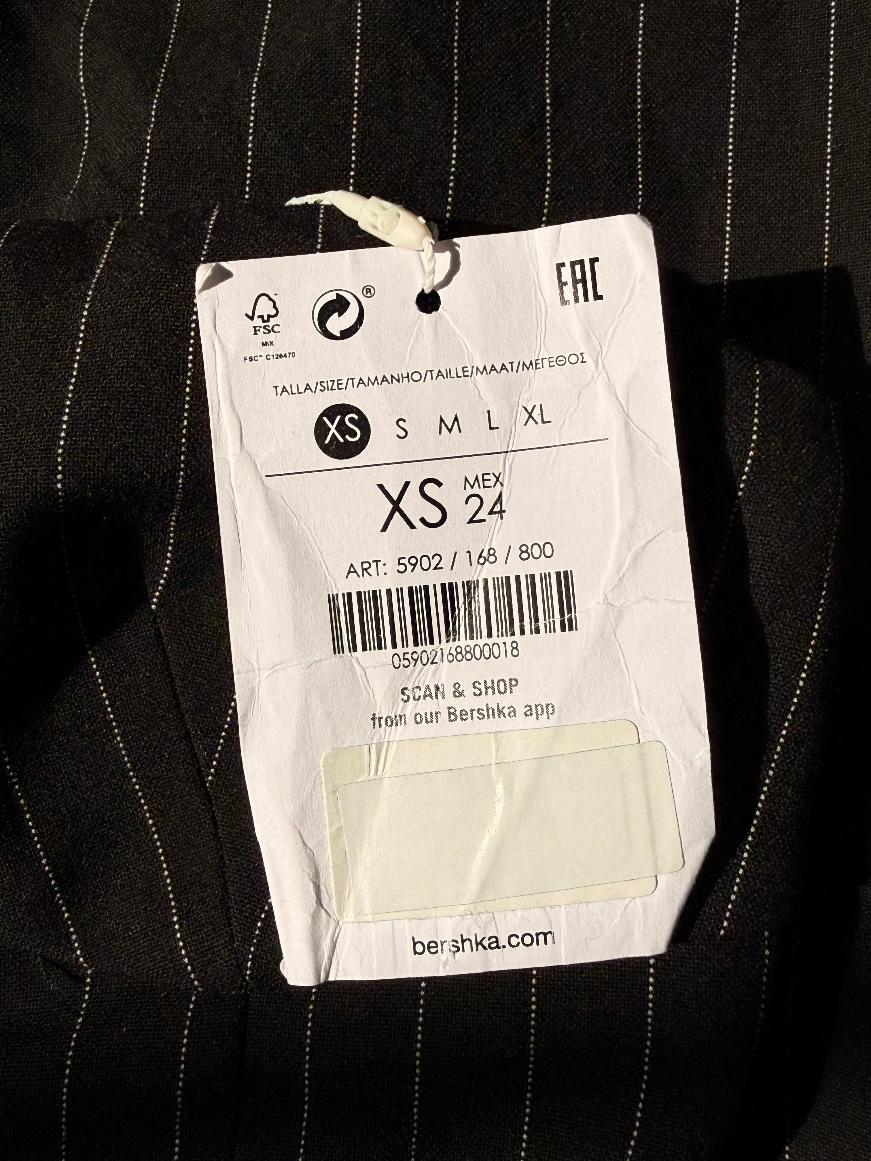 Bershka Black Pinstripe Bandeau Mini Dress | Size XS | UAE | NWT