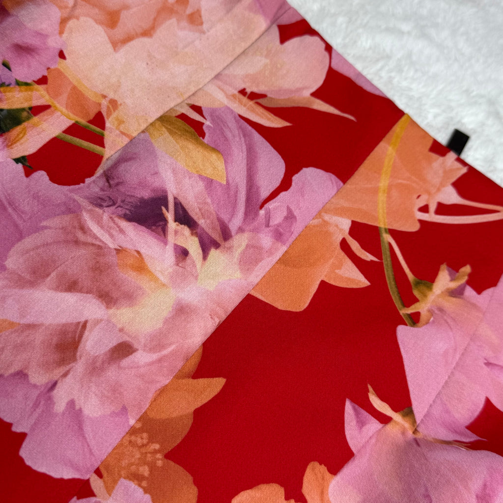 Portmans Red Floral Pencil Skirt (Small)