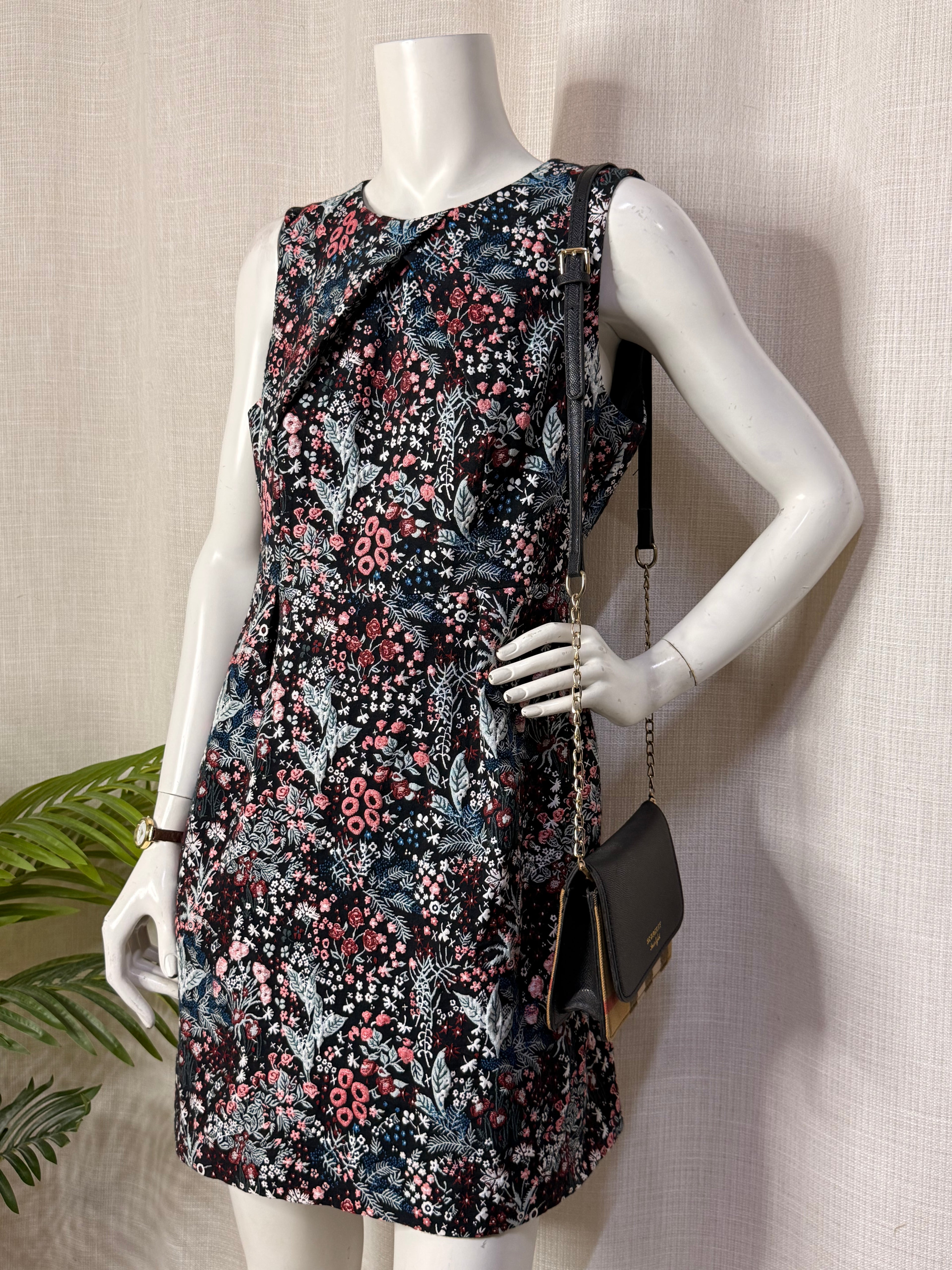 H&M Floral Brocade Tapestry Sleeveless Mini Dress - Size US 14 - Large