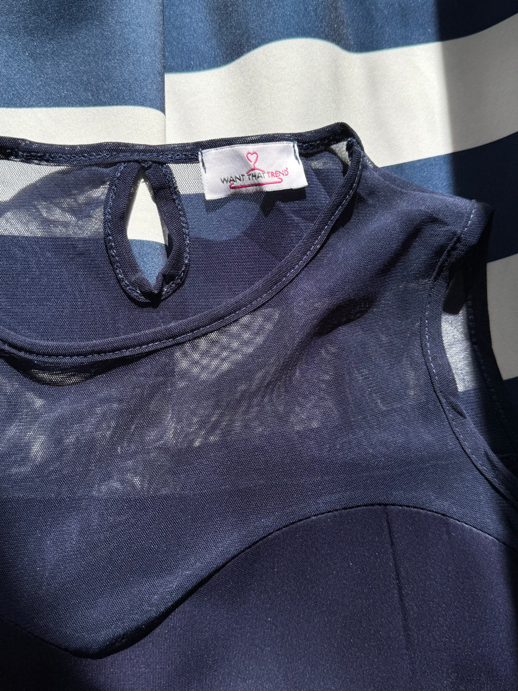 'WANT THAT TREND' Navy & White Stripe Skater Dress (15 AED) - Preloved