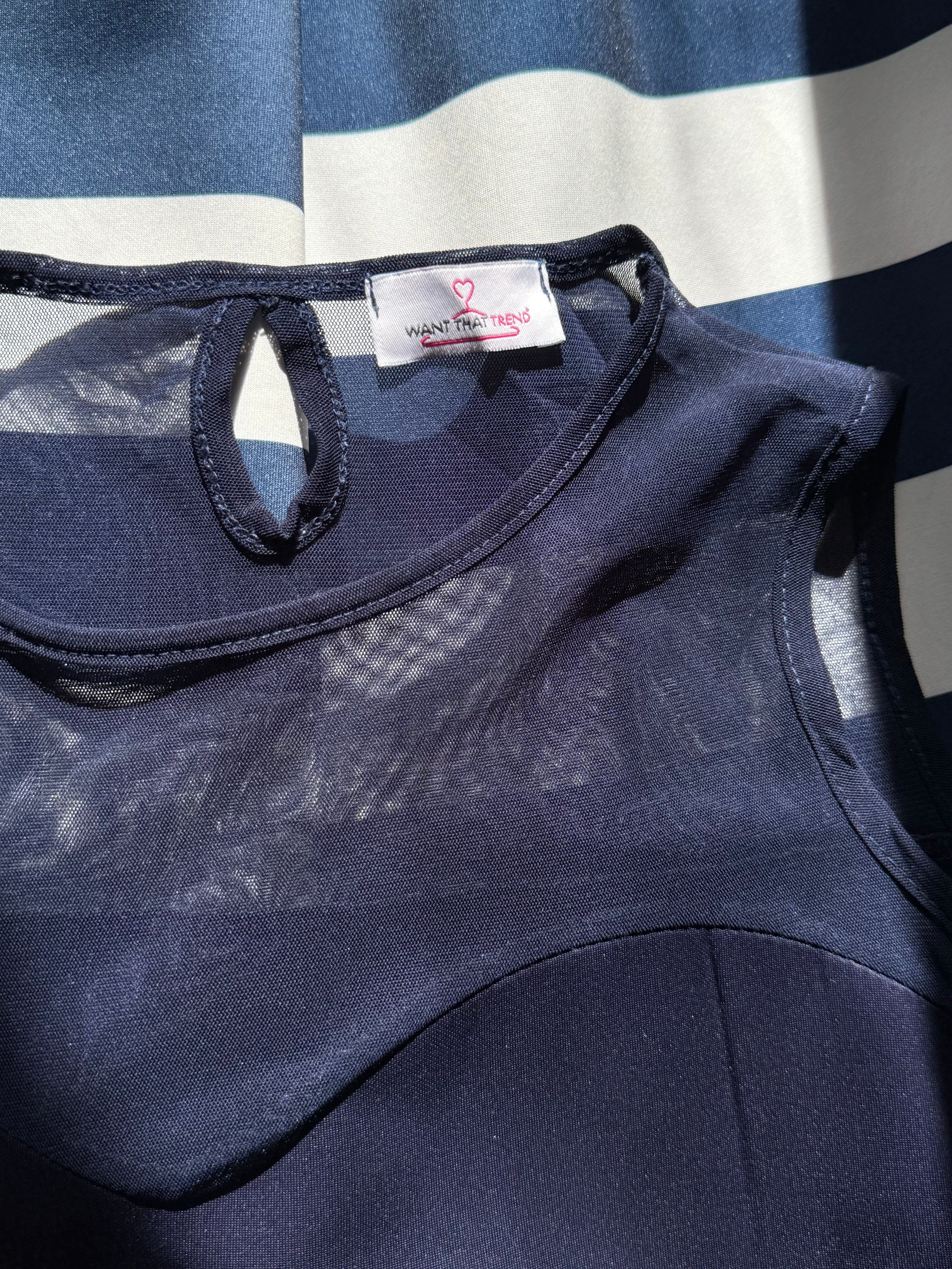 'WANT THAT TREND' Navy & White Stripe Skater Dress (15 AED) - Preloved