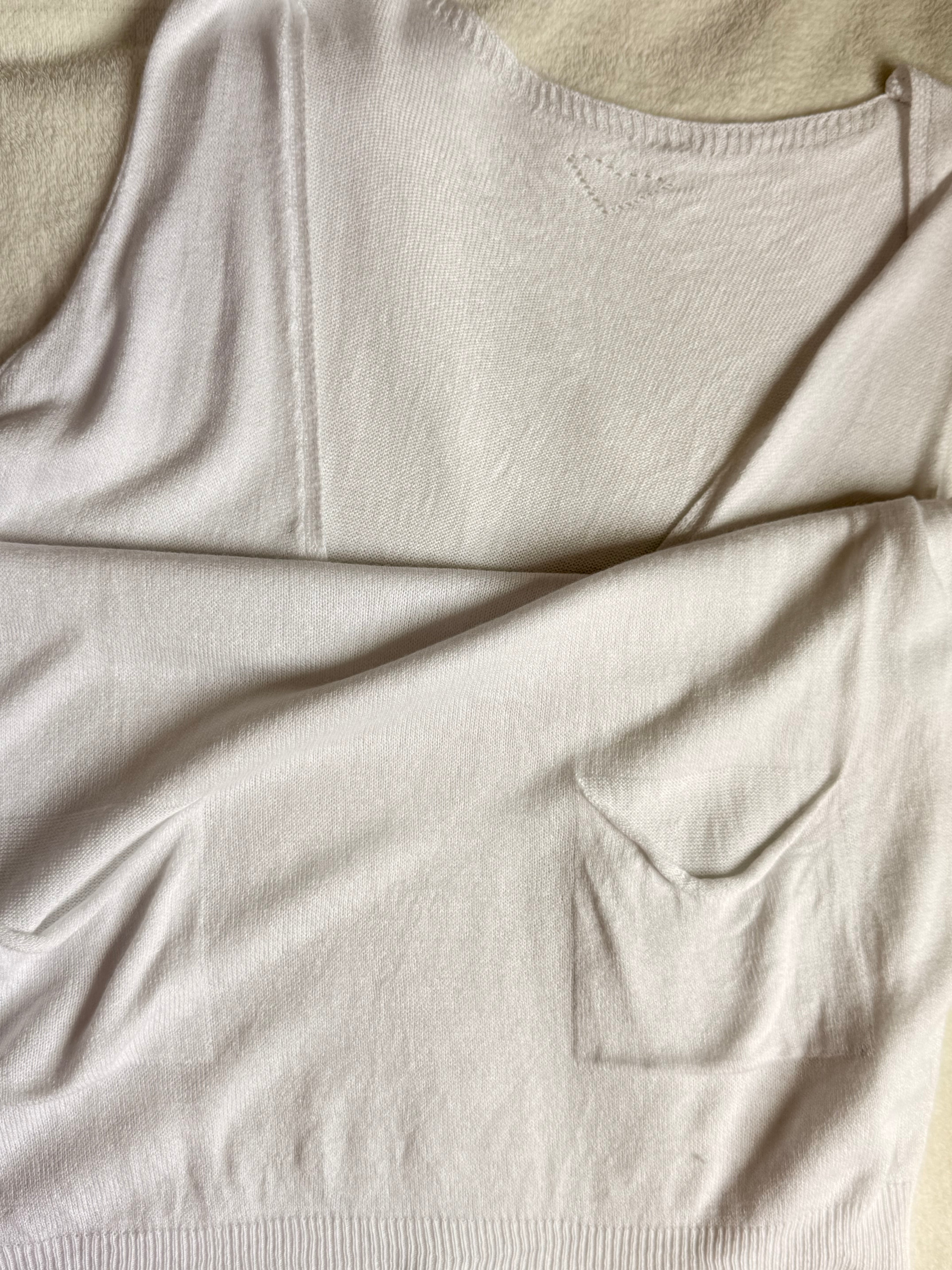 White Deep V-Neck Pocket Vest | UK 8