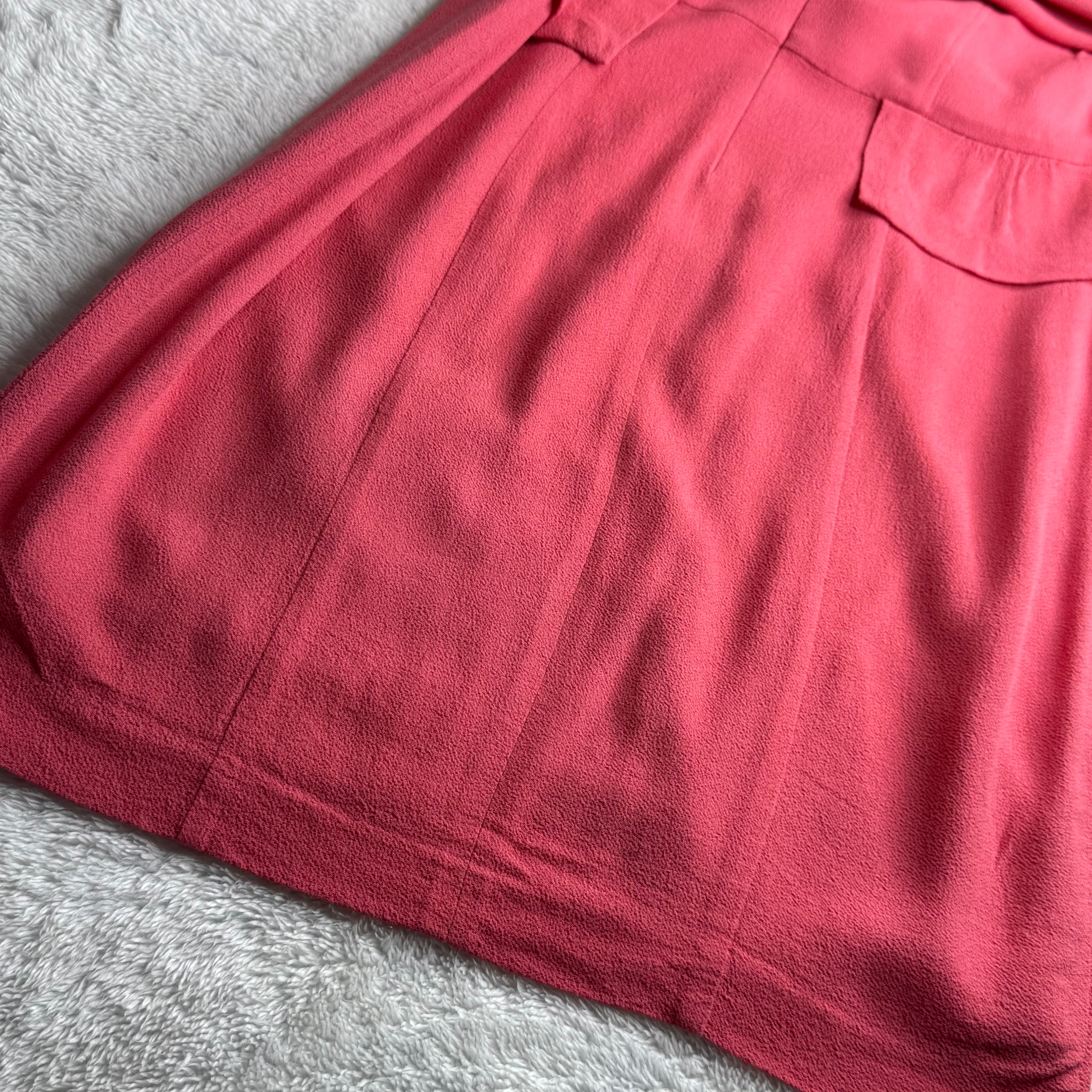 Portmans Pink Peplum Dress with Ruffle Sleeves