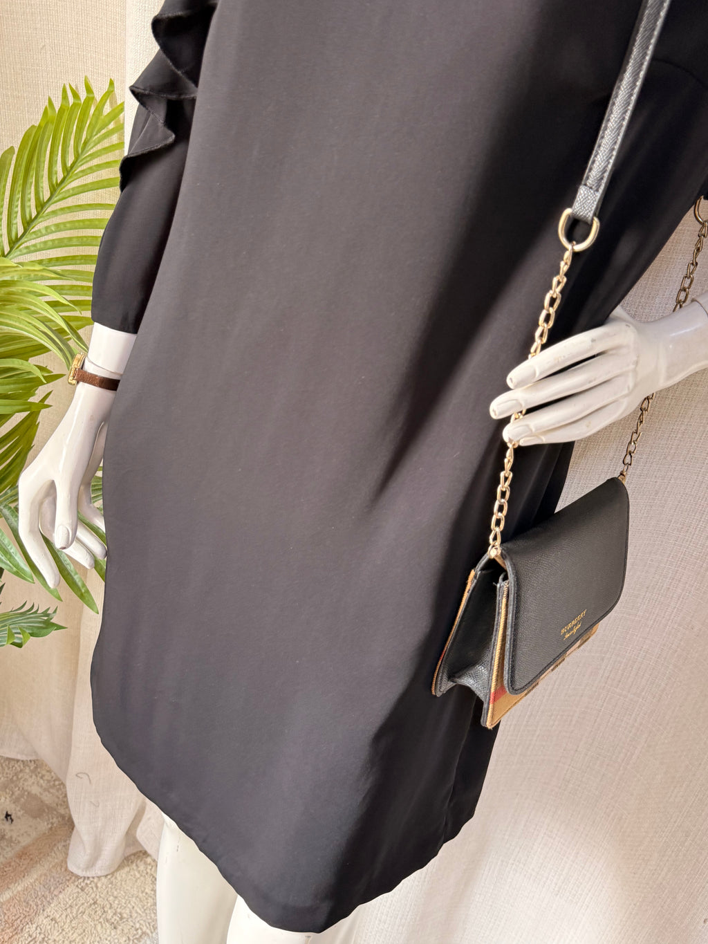 F&F Black Cold Shoulder Ruffle Shift Dress – UK 10 | Elegant Party & Evening Dress