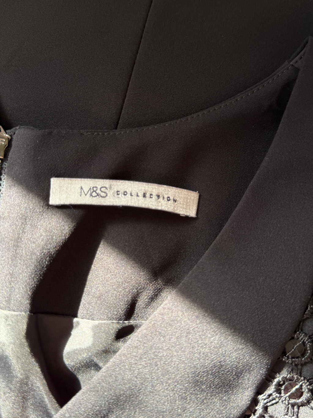 Marks & Spencer Black Dress with Lace Panel Details | UK 10 (Preloved)