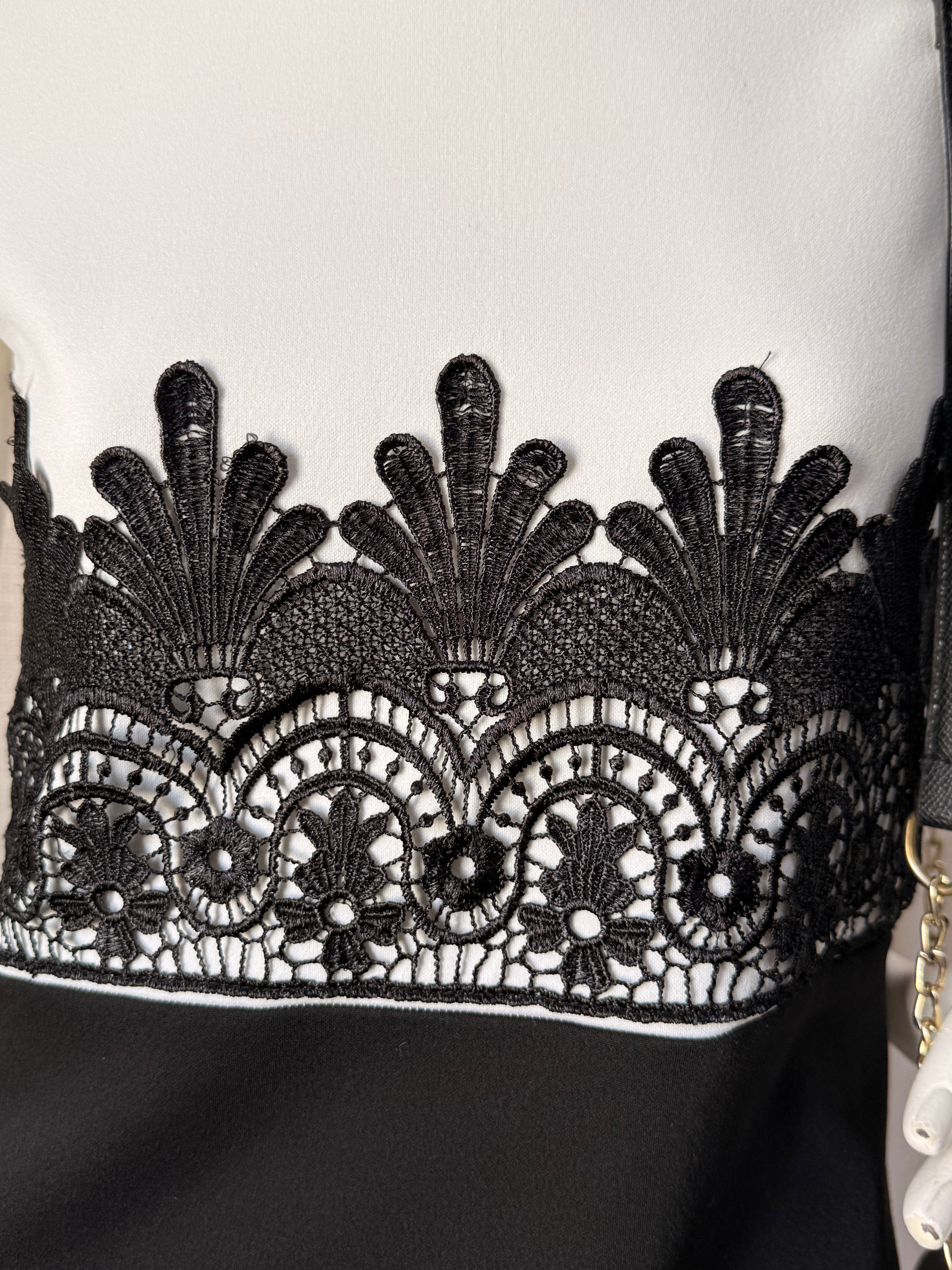 Want That Dress Monochrome Lace Waist Midi Dress – Size L