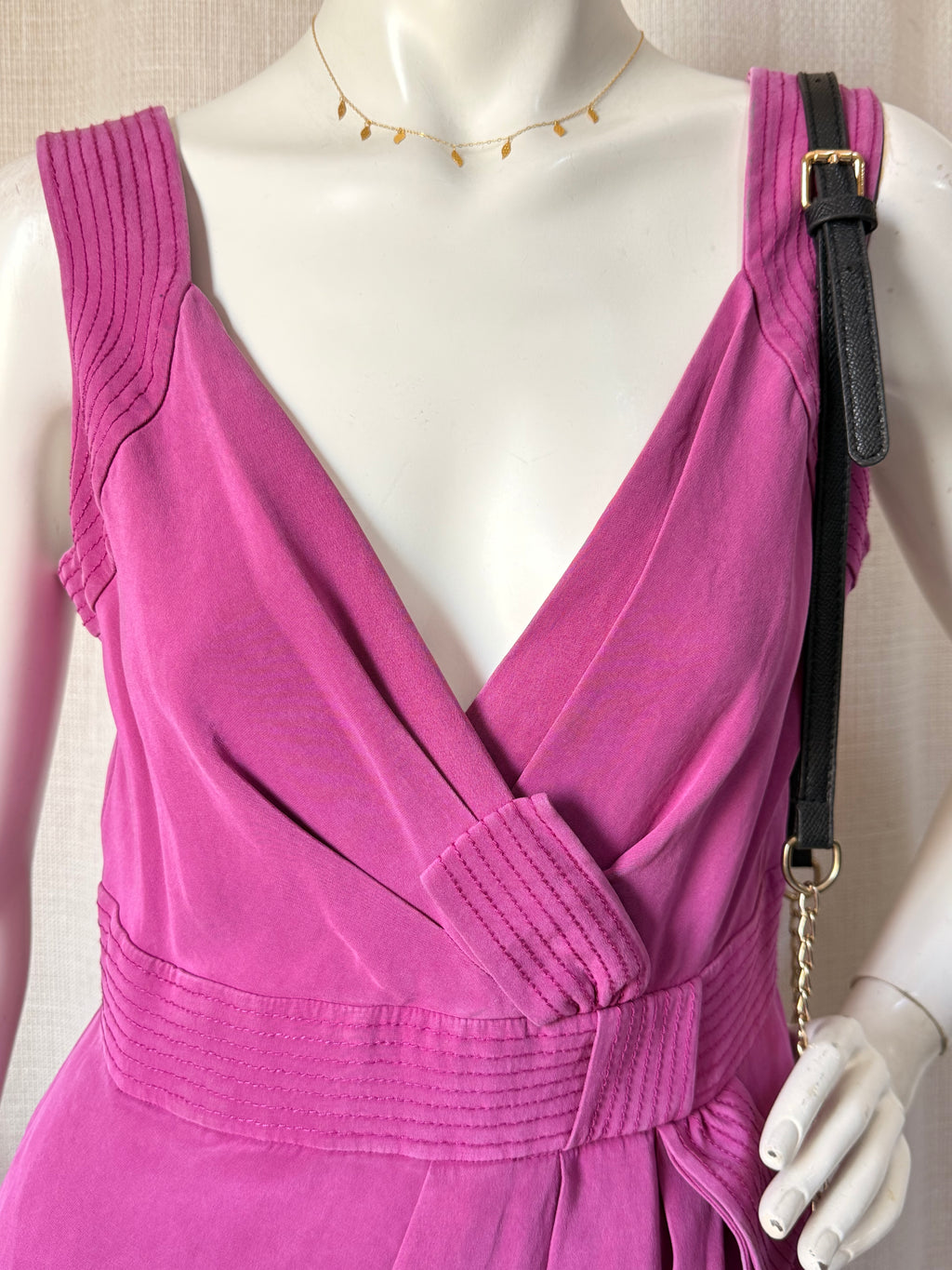 Hobbs London Magenta Silk-Mix Wrap Dress