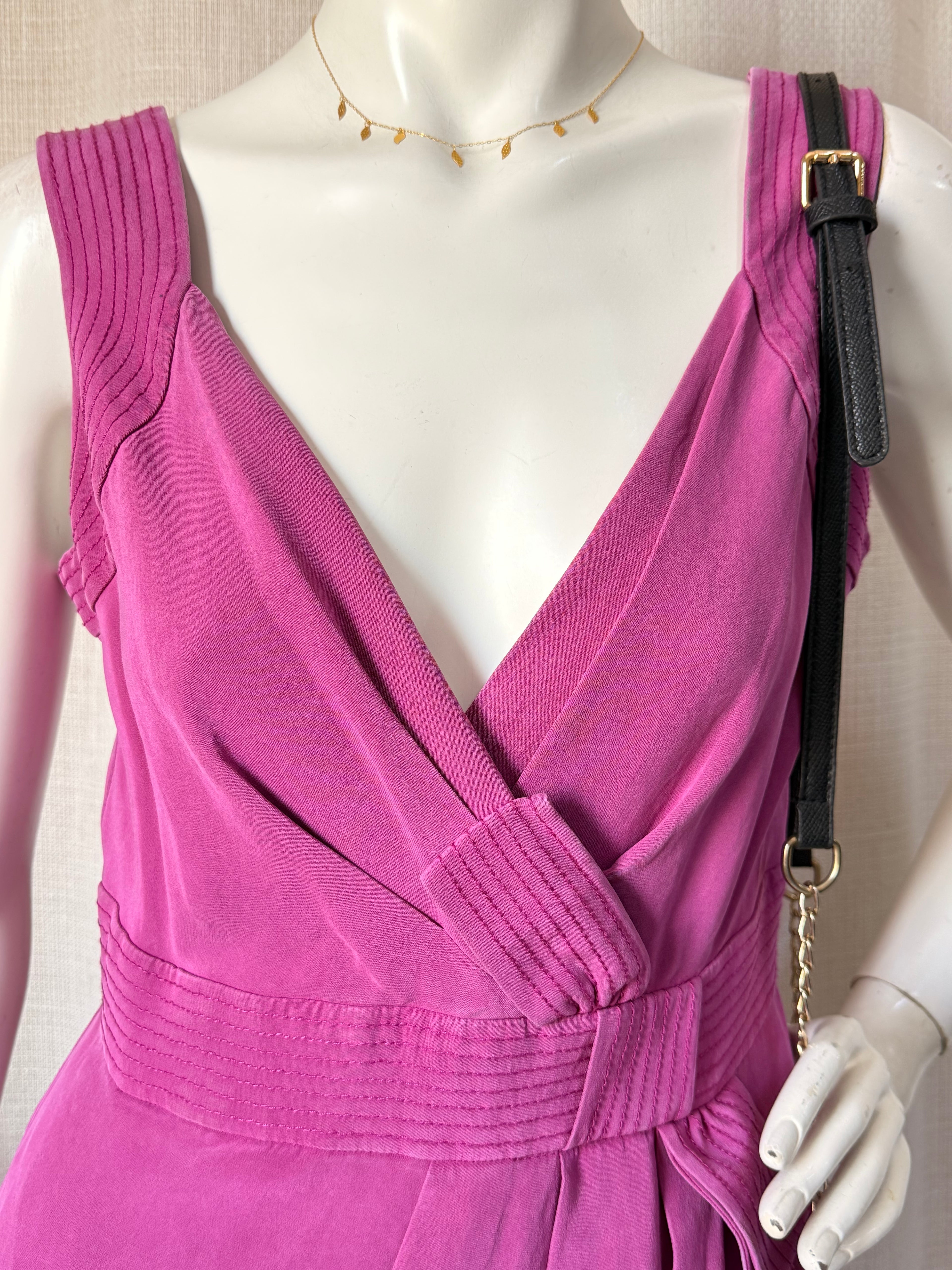 Hobbs London Magenta Silk-Mix Wrap Dress