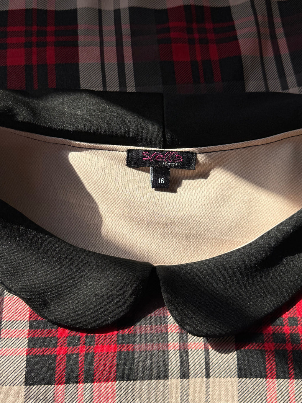 STELLA MORGAN Red Plaid Peter Pan Collar Dress | UK 16