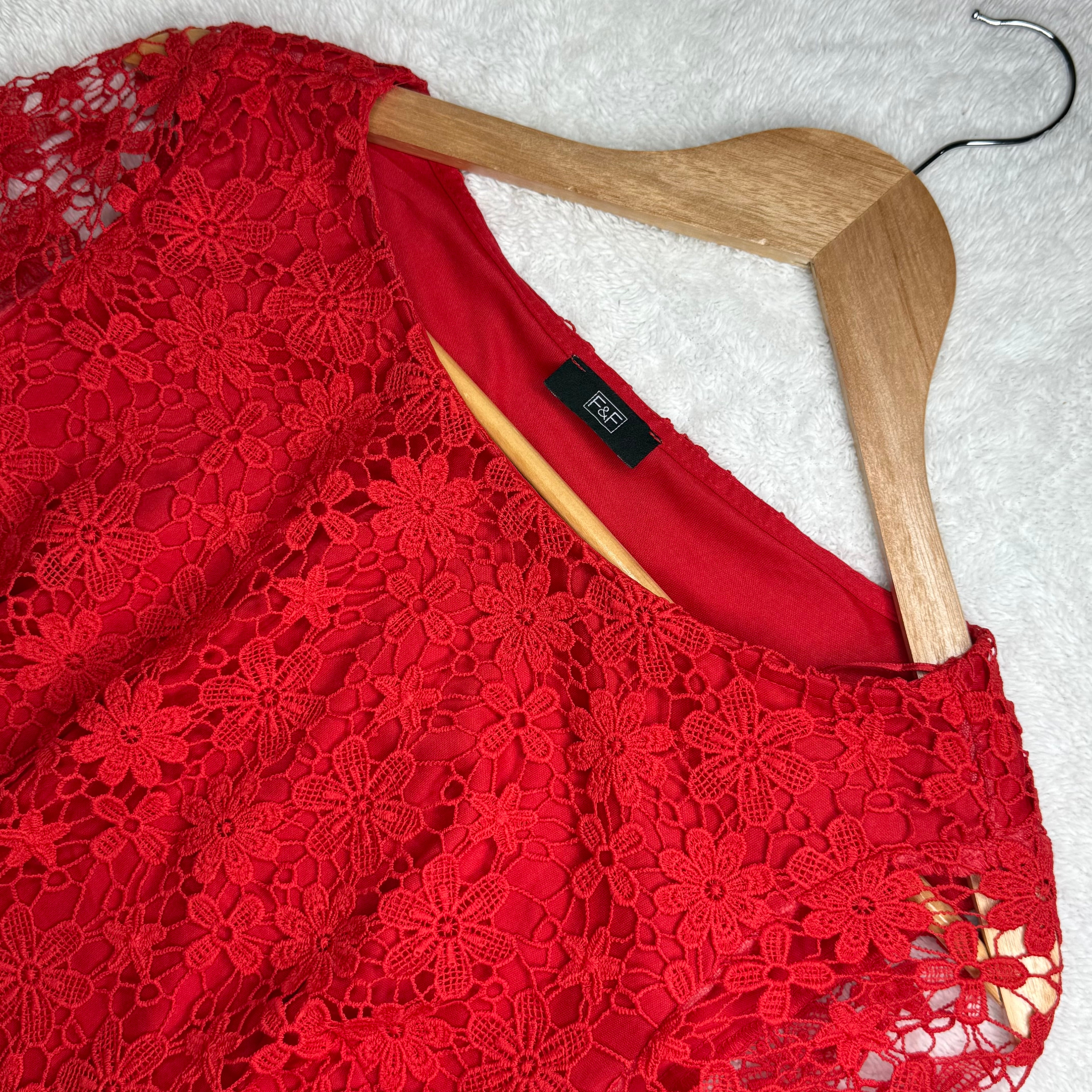 F&F Red Floral Lace Shift Dress