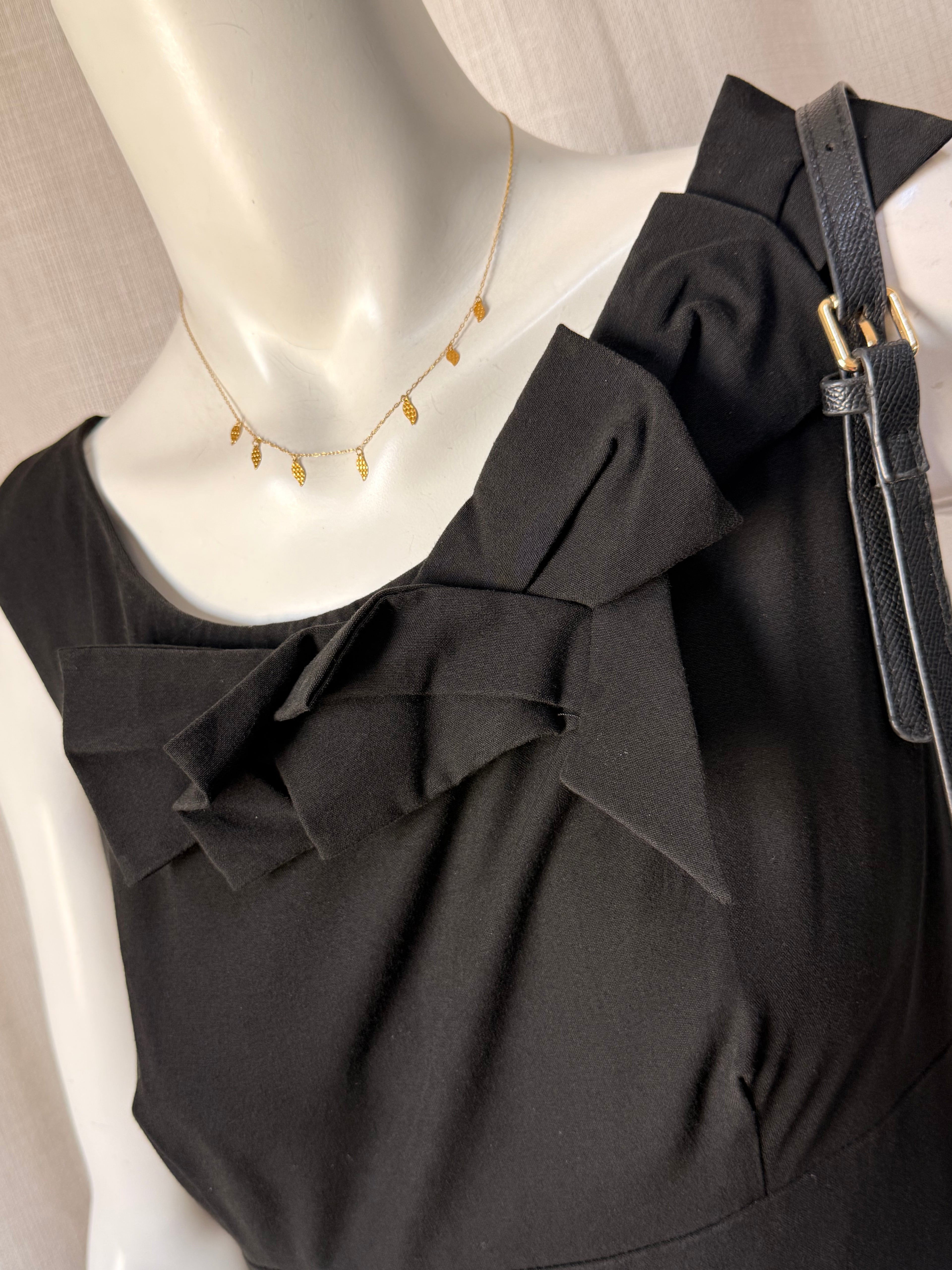 Oasis Black Bow Detail Sleeveless Cocktail Dress (Size UK 10)