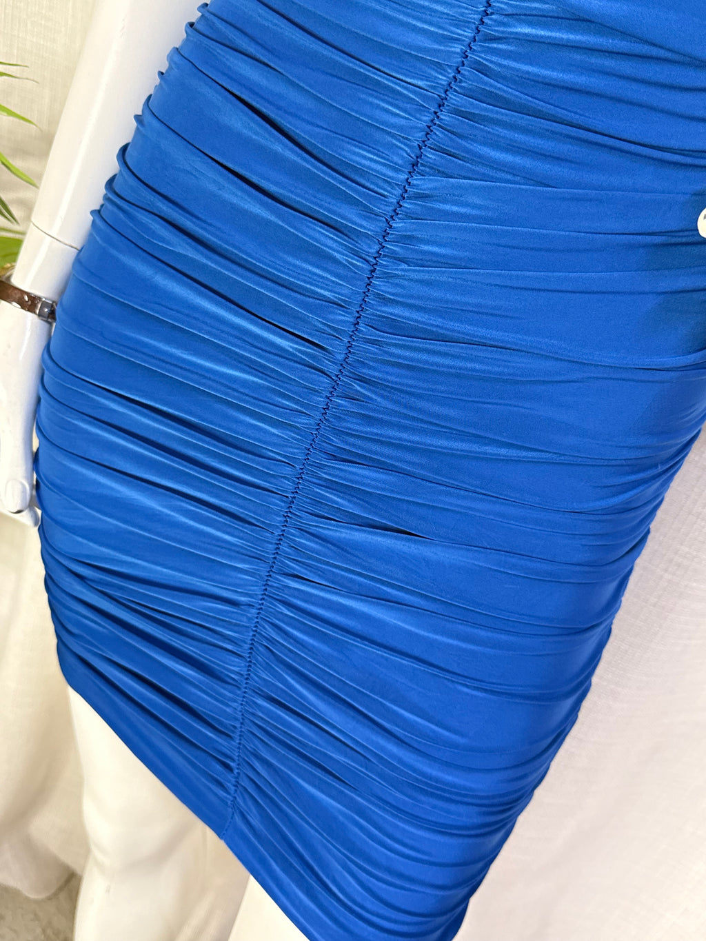QUIZ Royal Blue Ruched Slinky Bodycon Cami Mini Dress - UK 10 / US 6