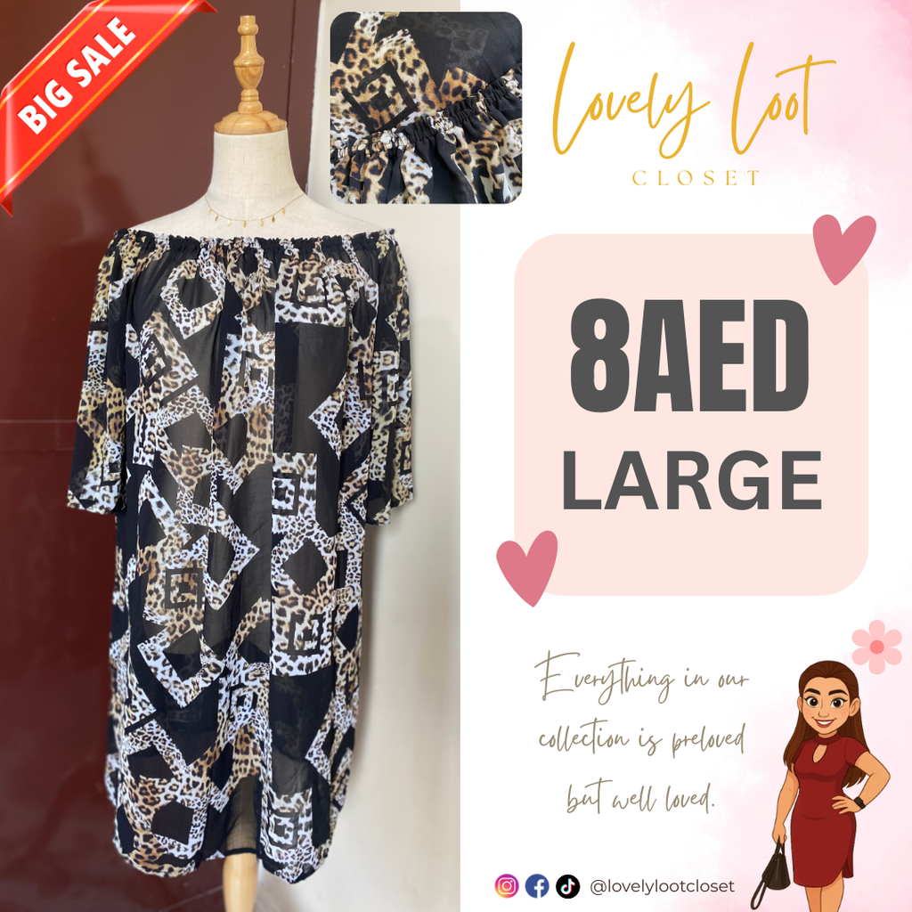 Leopard Print Off-the-Shoulder Dress (Large)