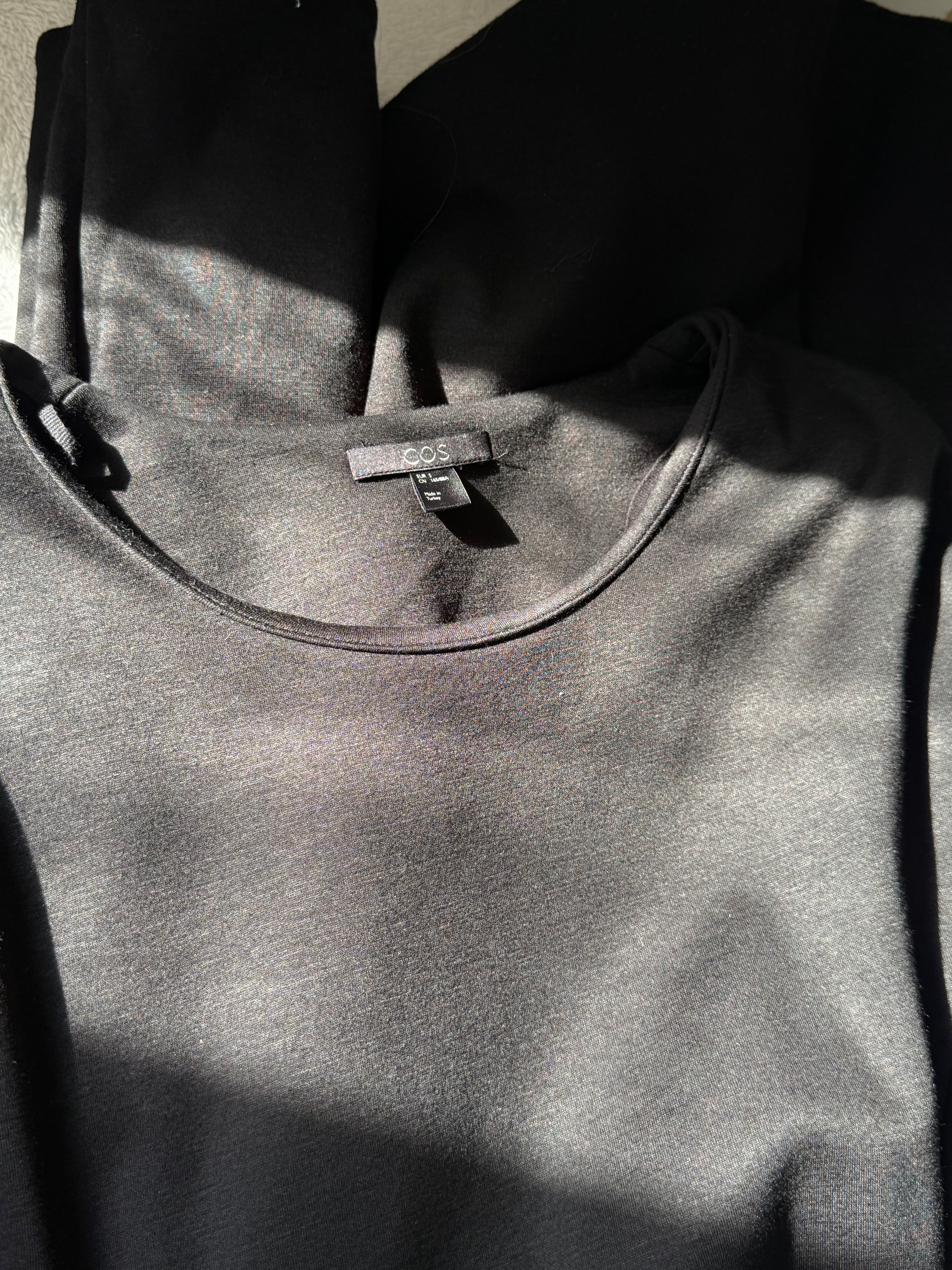 COS Black Long-Sleeve Fit-and-Flare Dress | EUR S (Preloved)