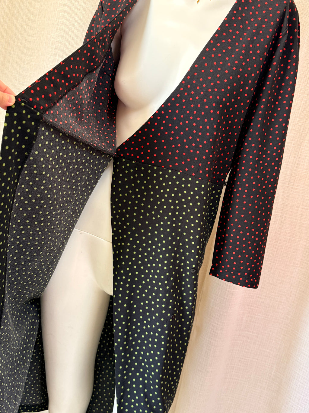 Zara Woman Polka Dot Faux Wrap Midi Dress with Waist Tie (Size S)